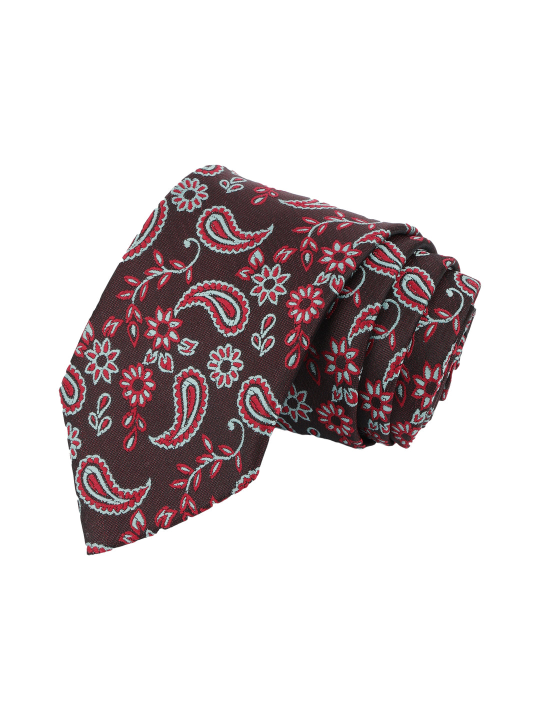 Maroon Paisley Floral Pattern Necktie