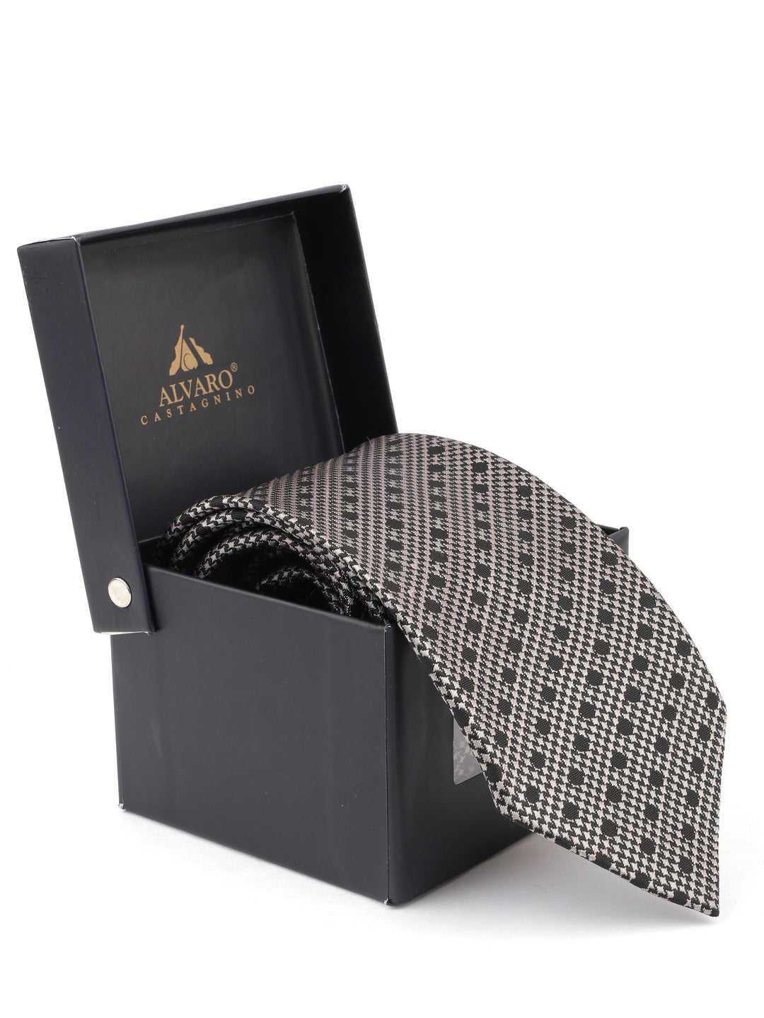 Alvaro Castagnino Grey & Black Coloured Necktie for Men