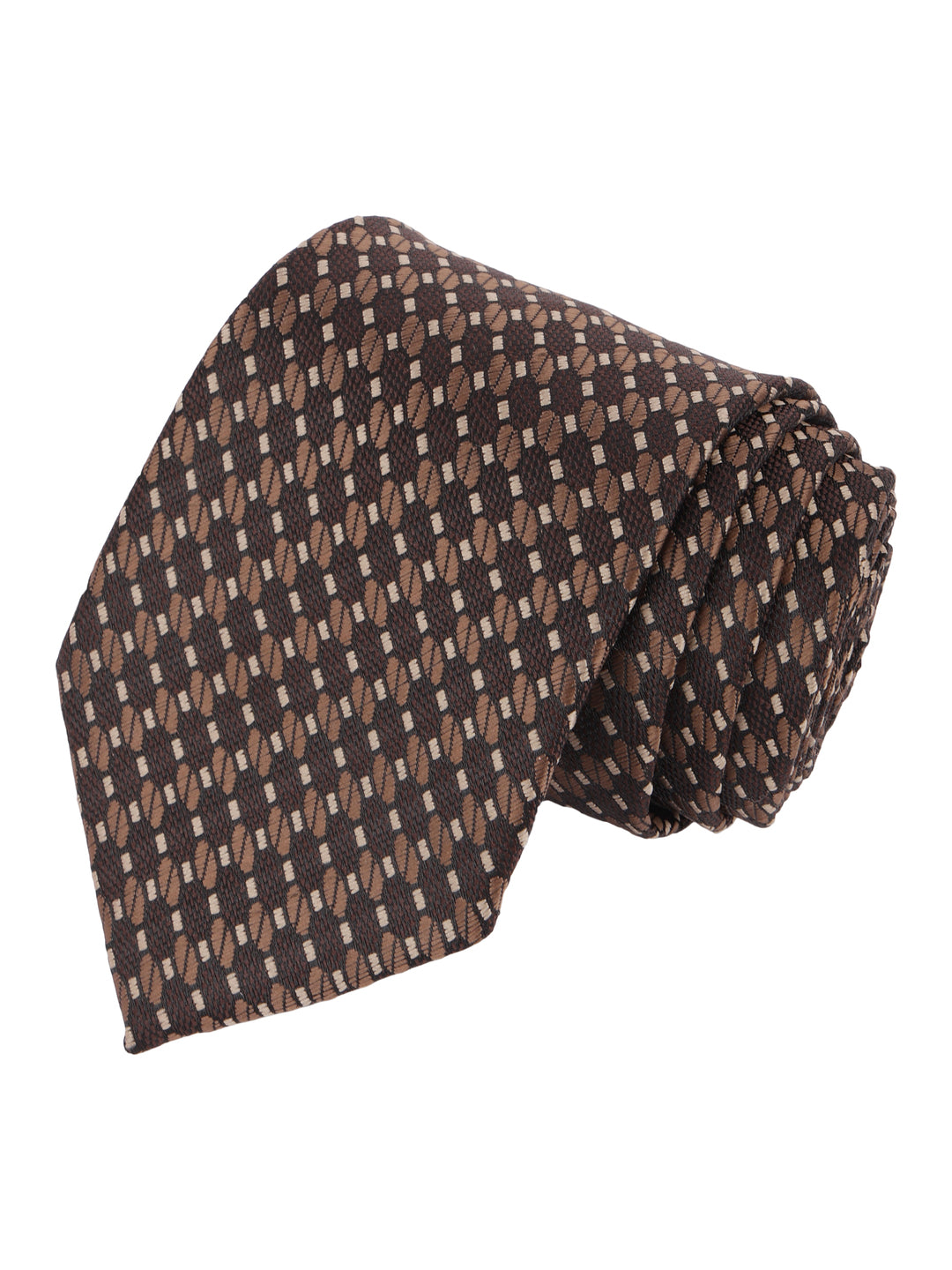 Brown & Beige Textured Necktie