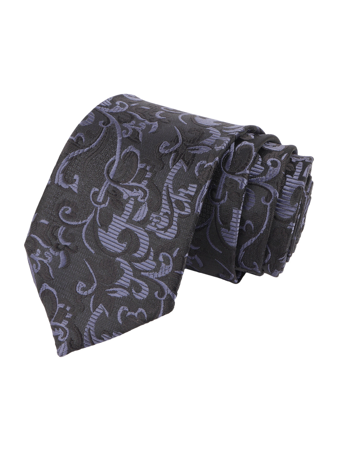 Black & Grey Paisley Patterned Necktie