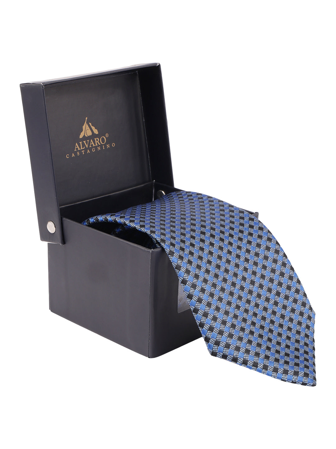 Alvaro Castagnino Black & Grey & Blue Coloured Necktie for Men