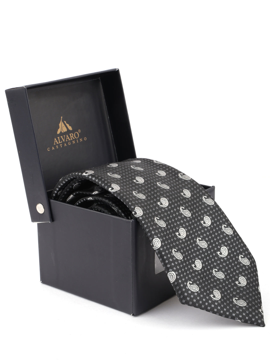Alvaro Castagnino Black & Grey Coloured Necktie for Men