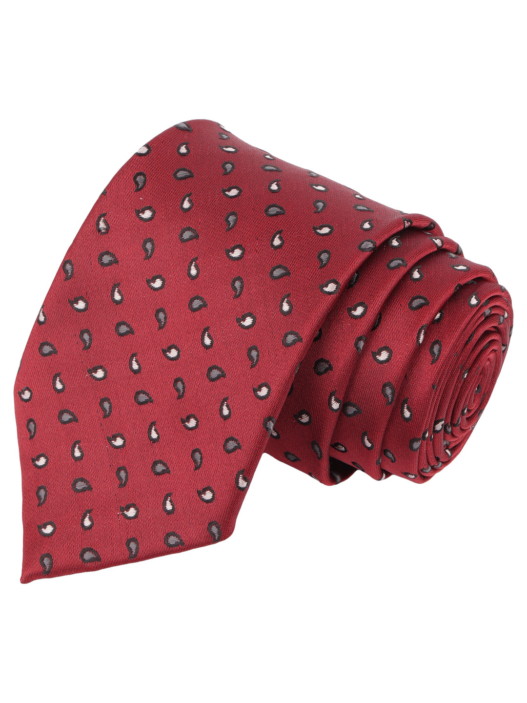 Maroon & Black Paisley Micro Print Necktie