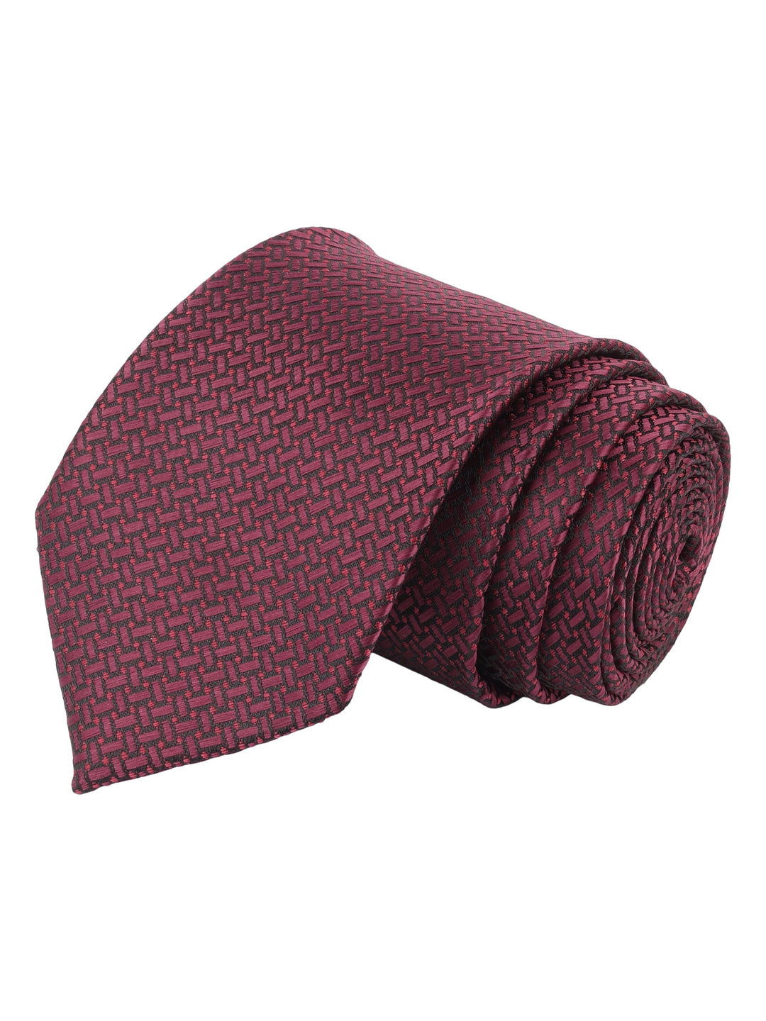 Maroon Textured Self-Design Necktie