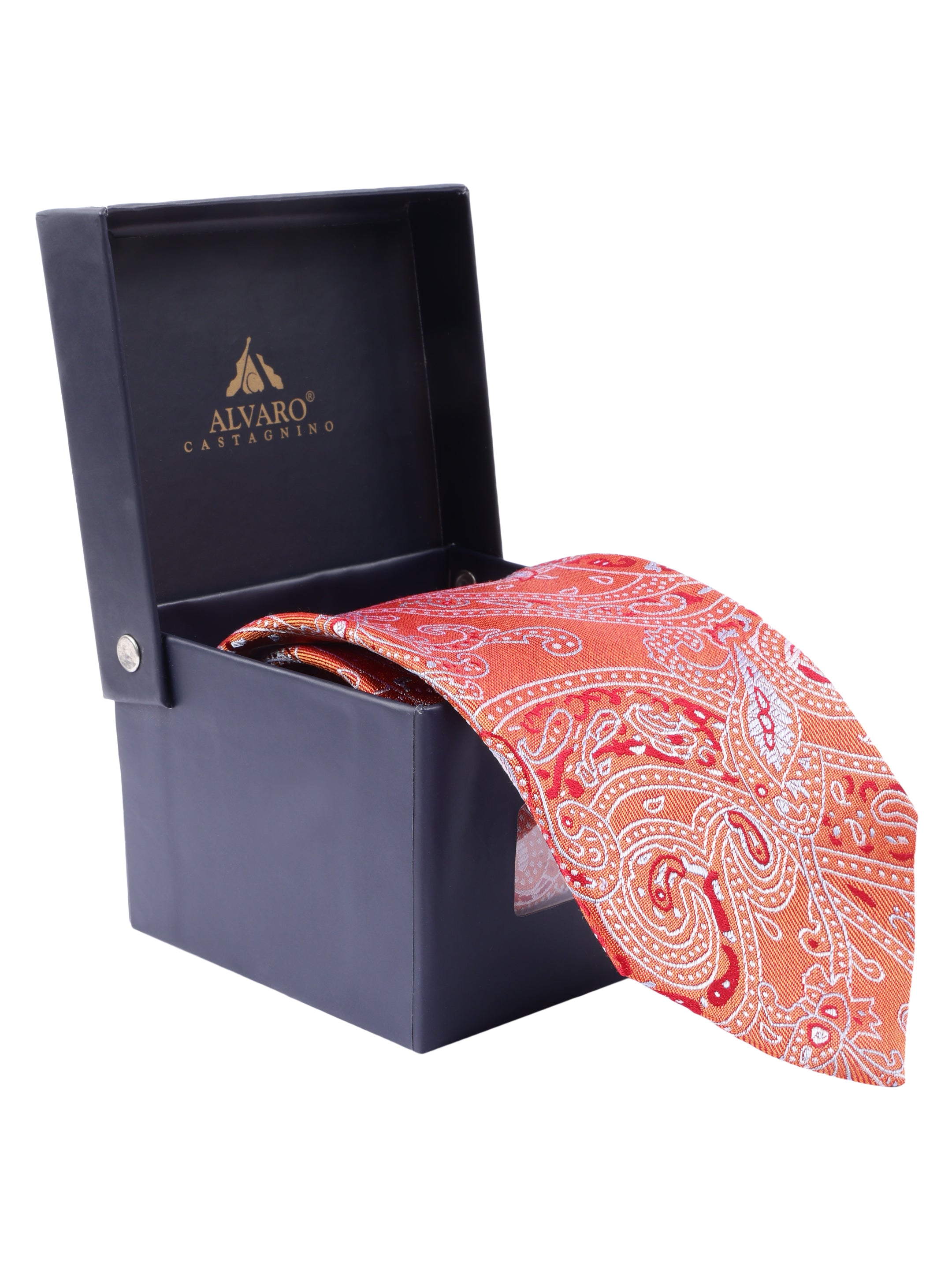 Orange Paisley Silk Necktie