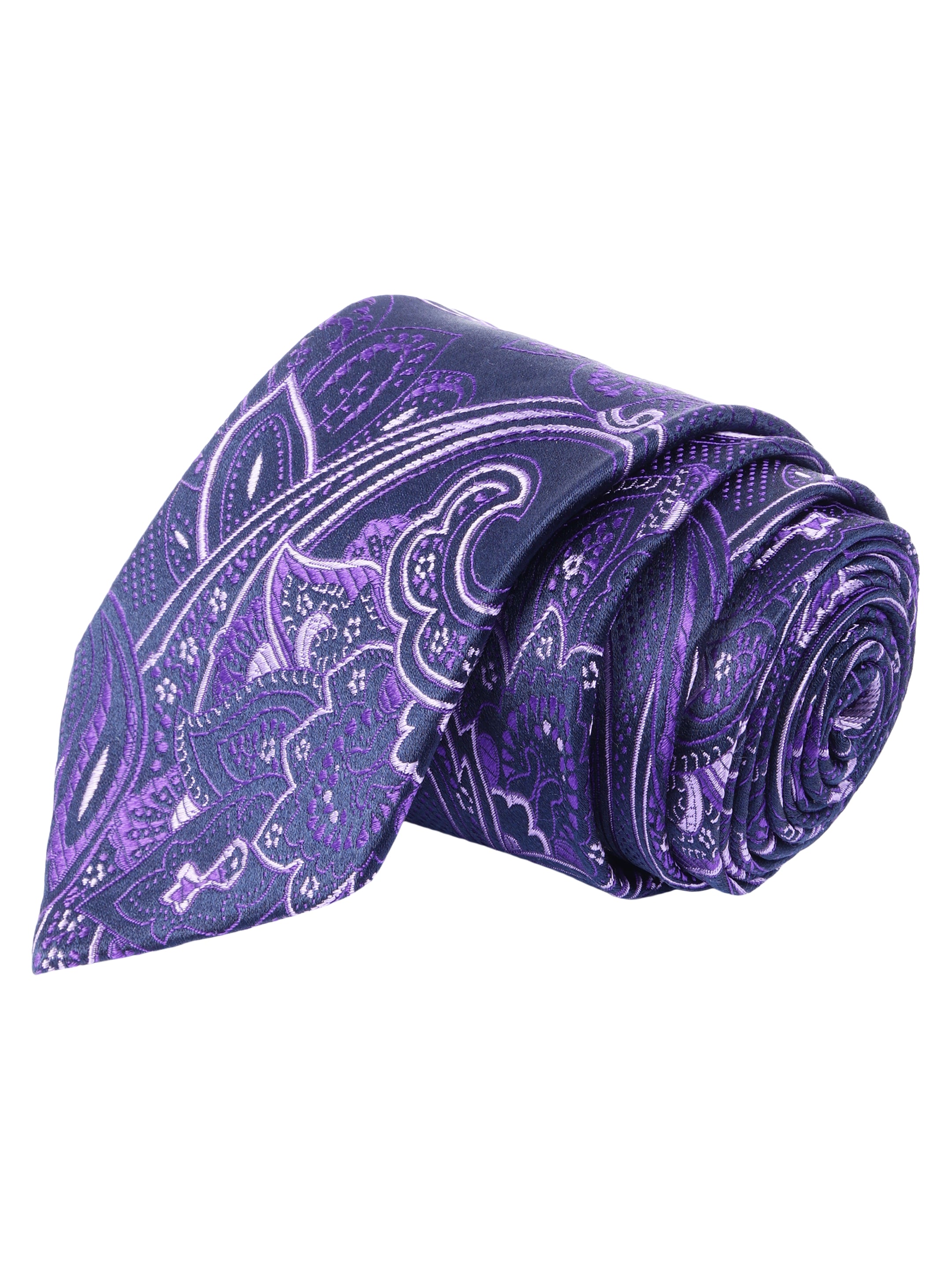 Purple Paisley Pattern Silk Necktie