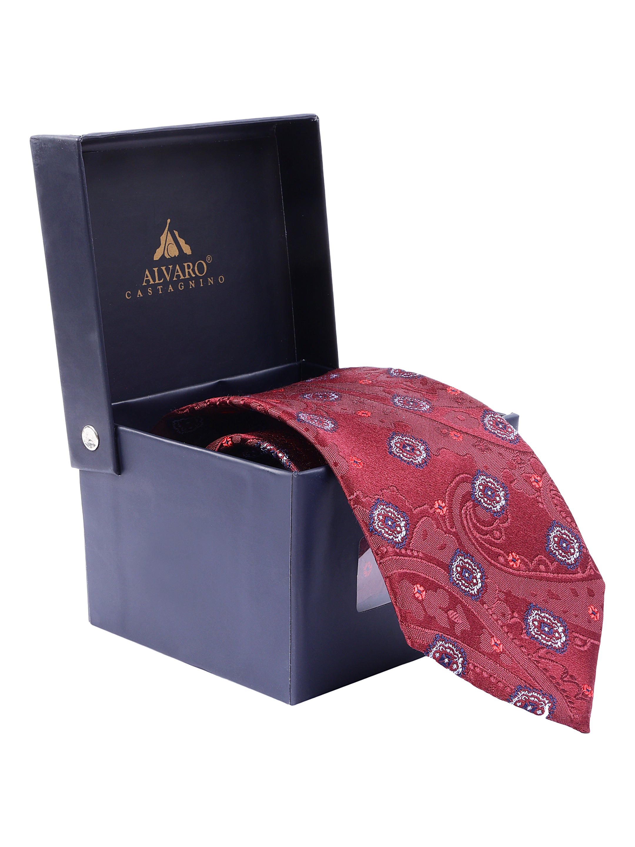 Maroon Self Design Silk Necktie