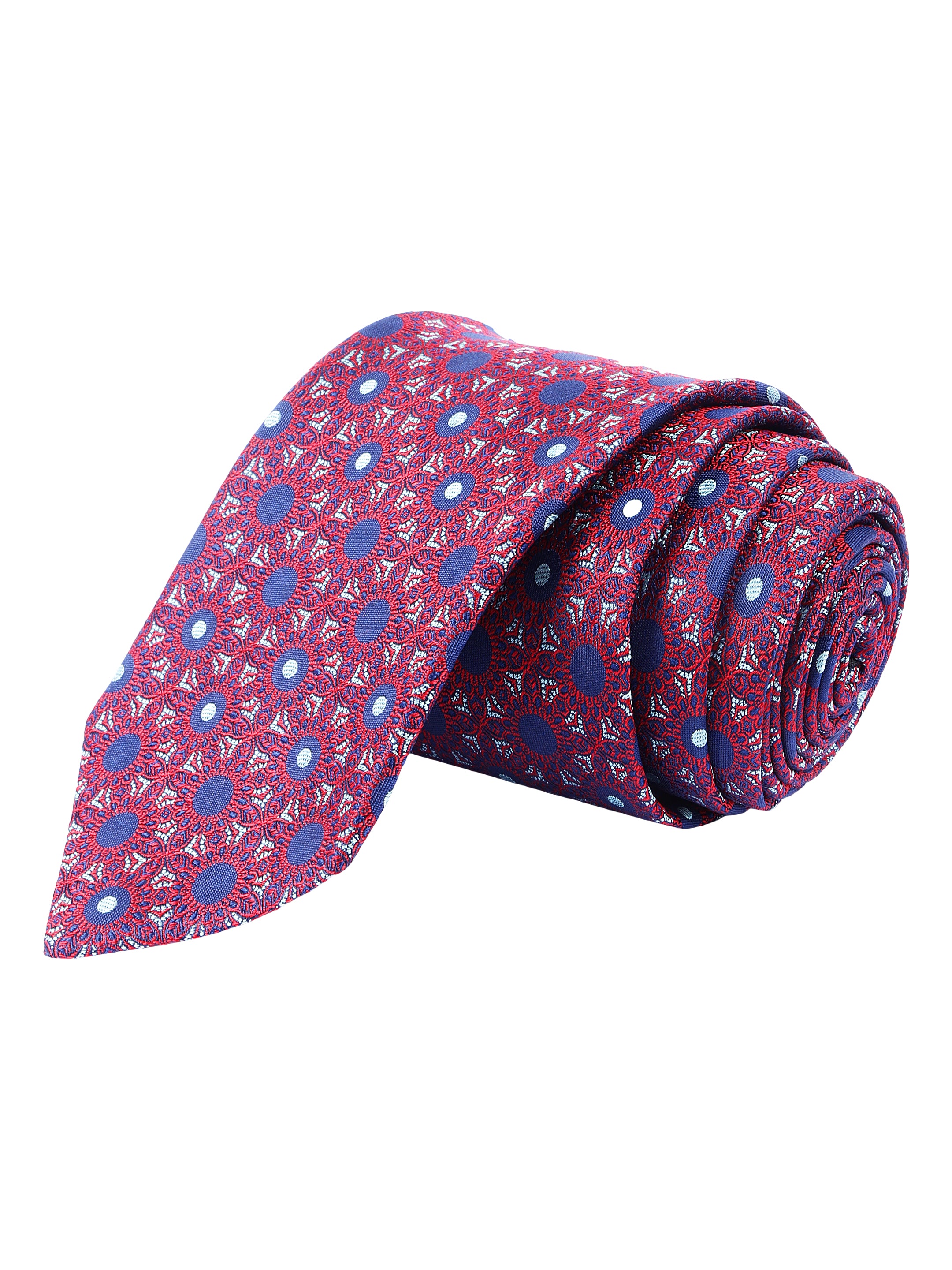 Maroon & Blue Printed Silk Necktie