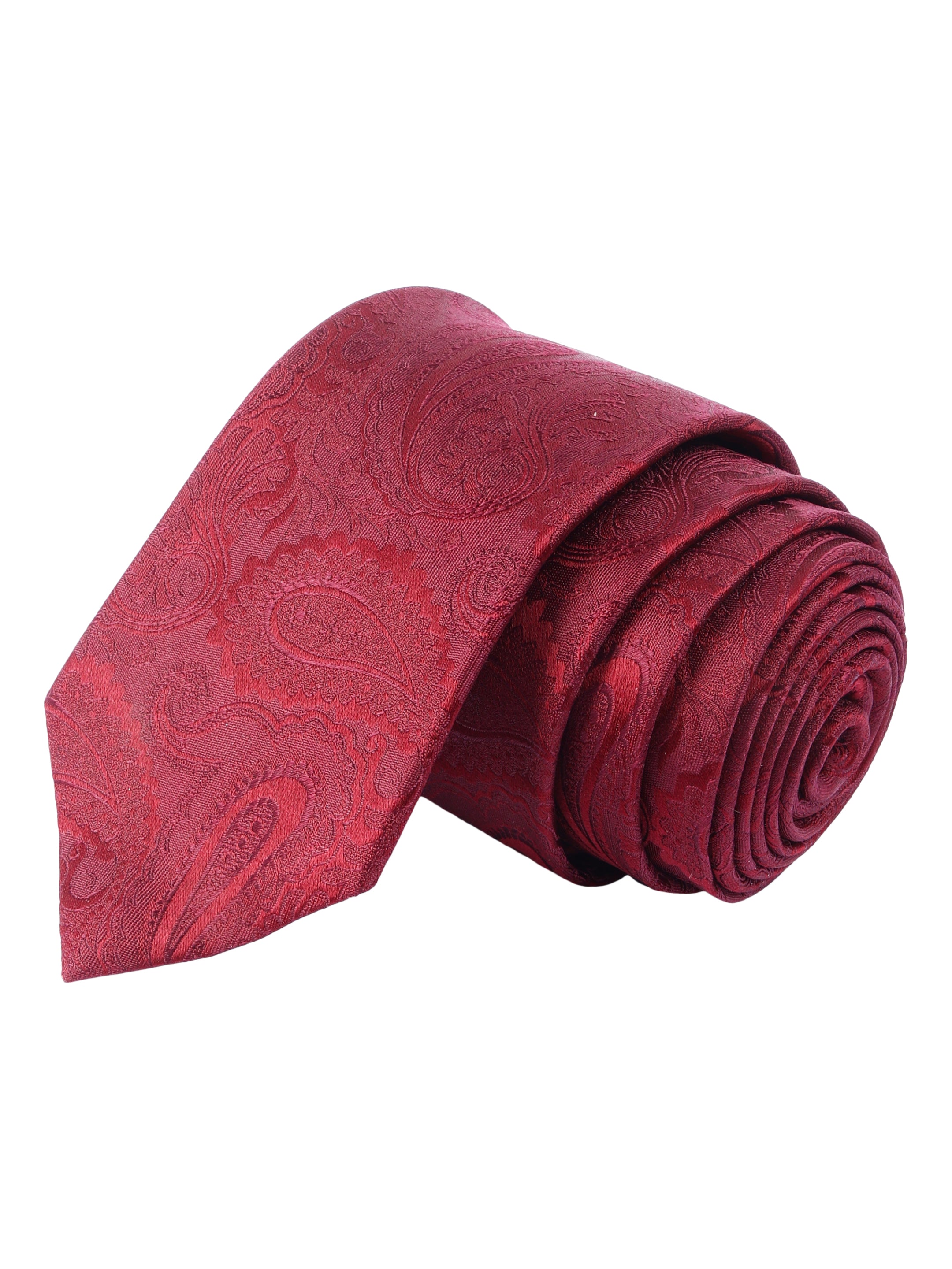 Maroon Self Design Silk Necktie