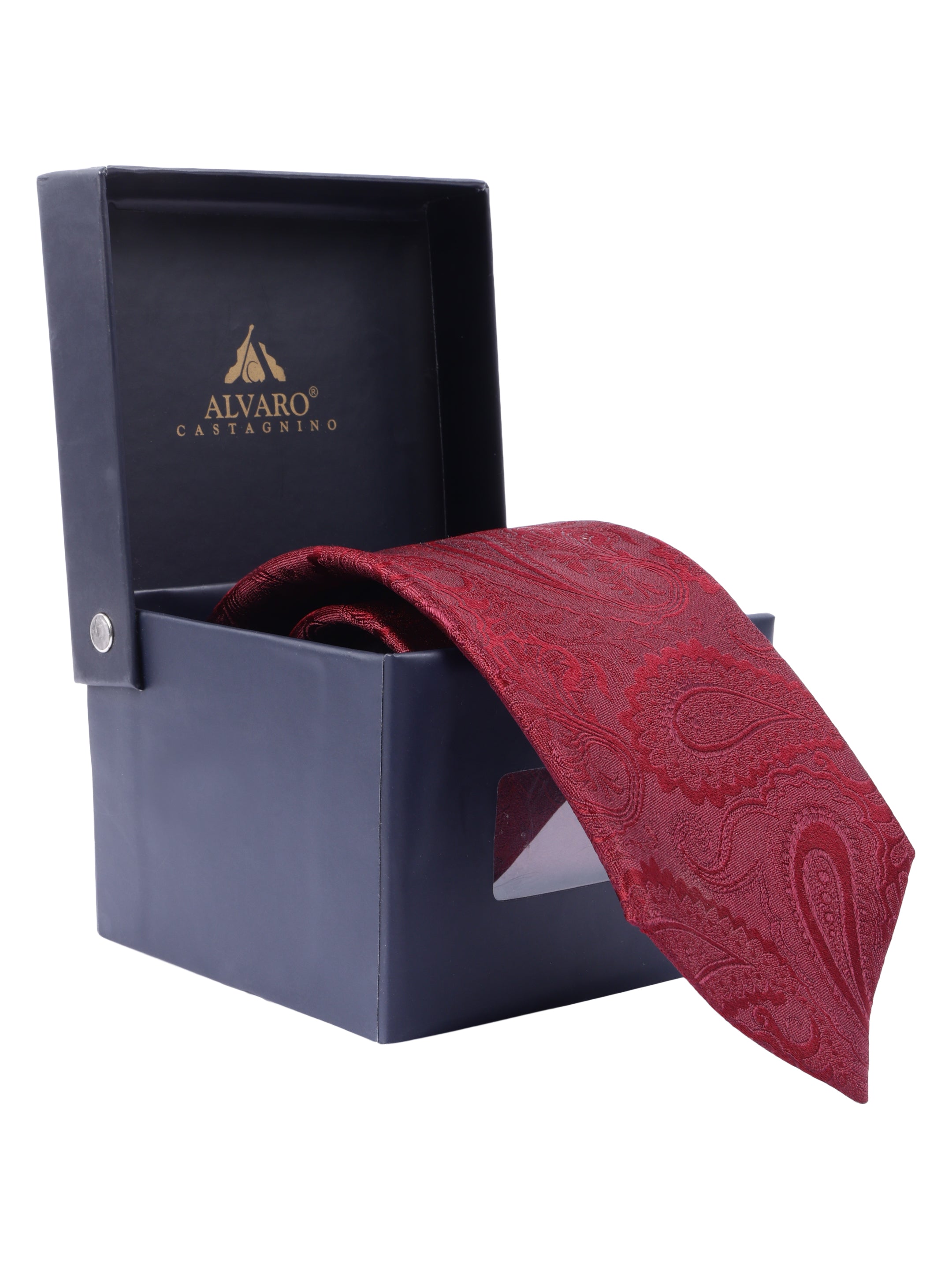 Maroon Self Design Silk Necktie