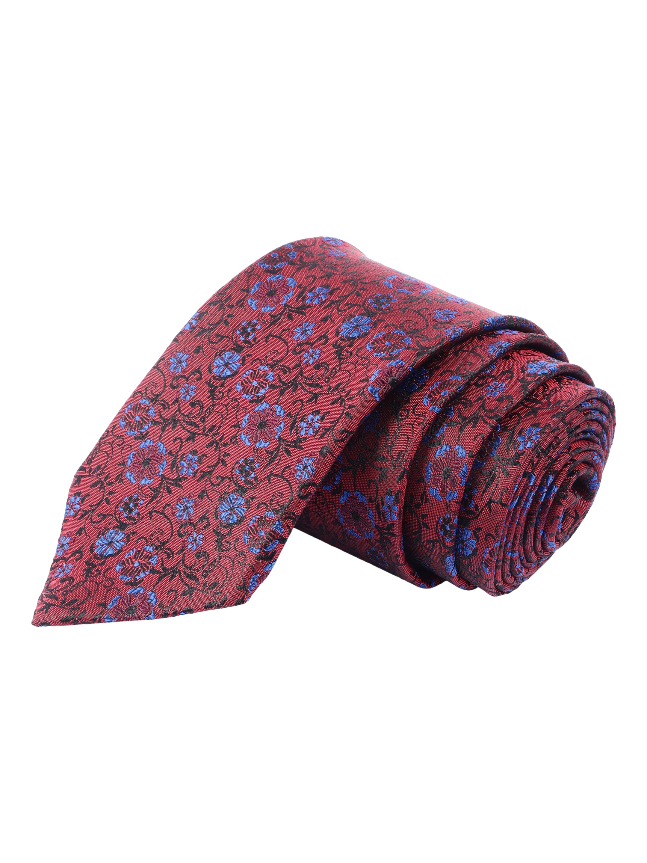 Floral Maroon Silk Necktie