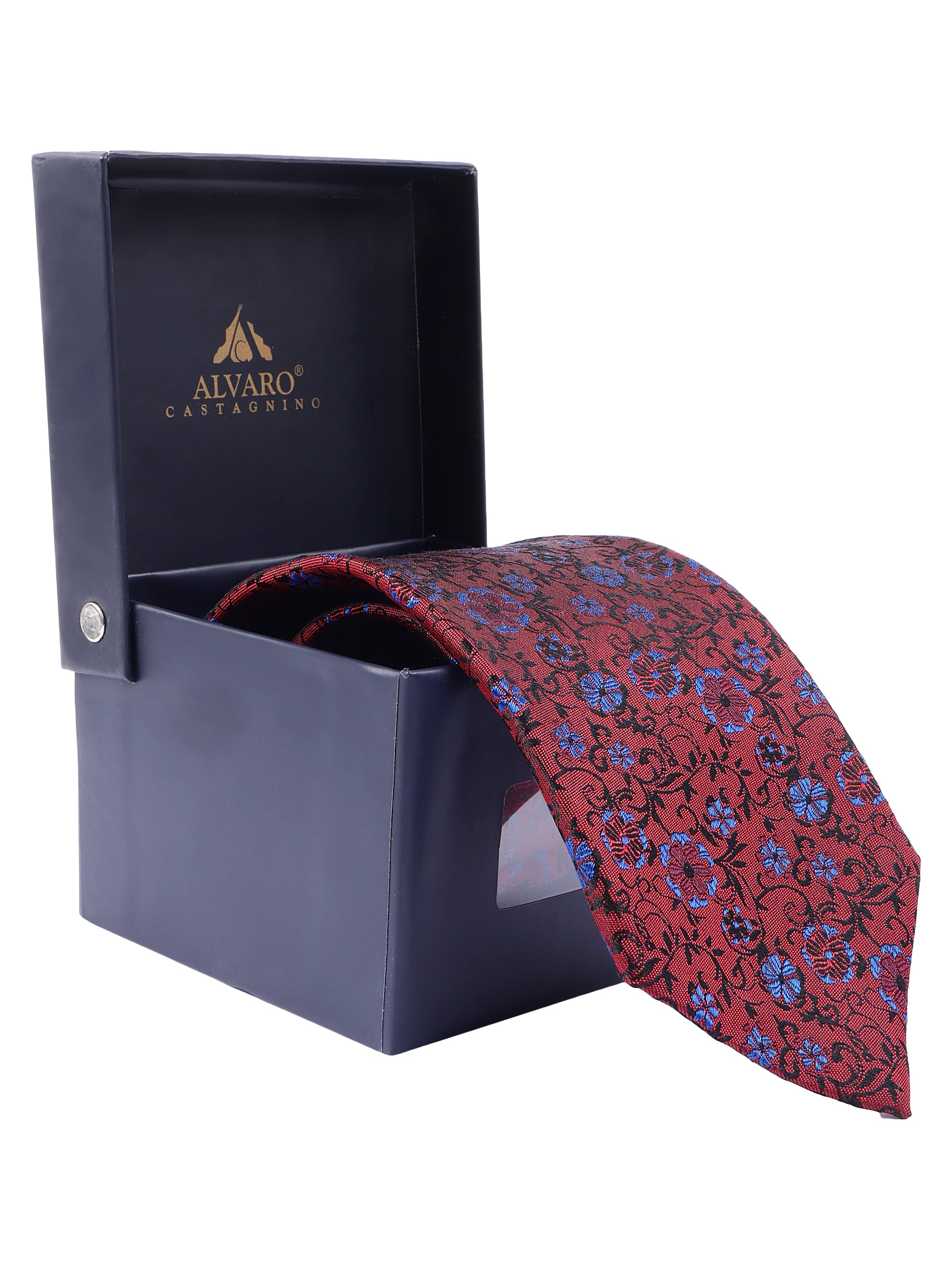 Floral Maroon Silk Necktie