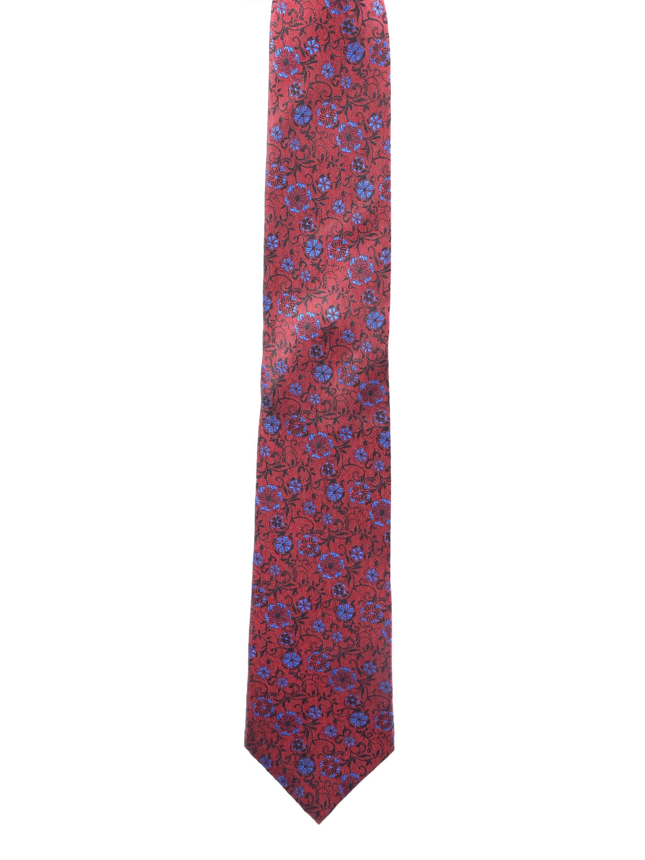 Floral Maroon Silk Necktie