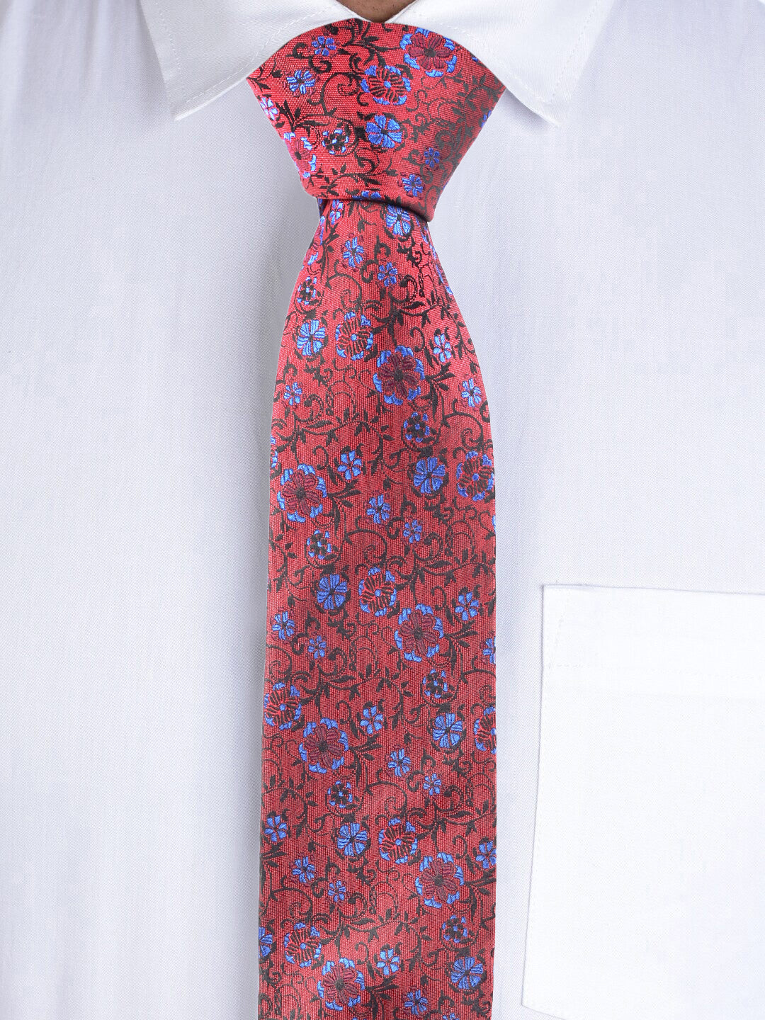 Floral Maroon Silk Necktie