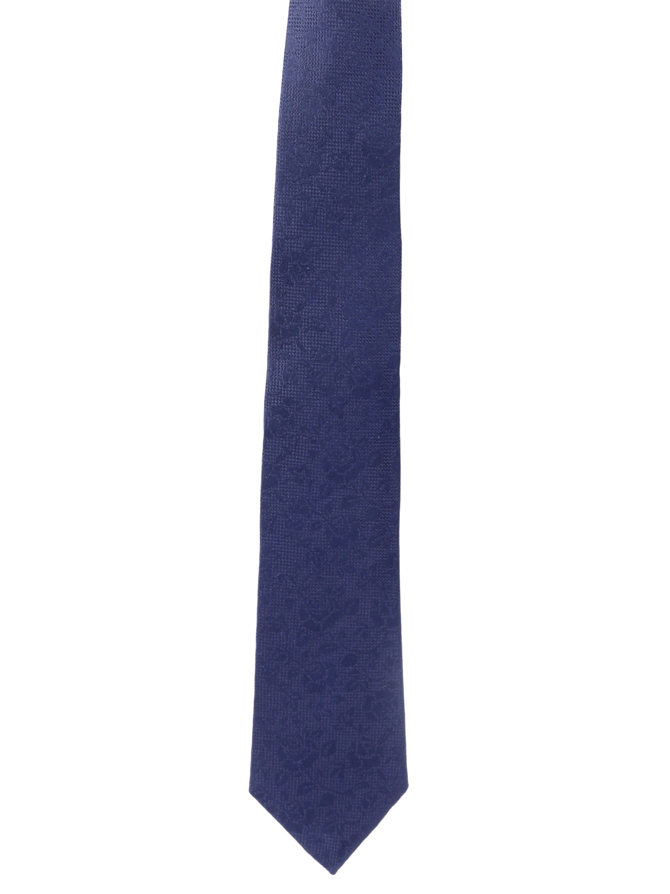 Navy Blue Florals Silk Necktie