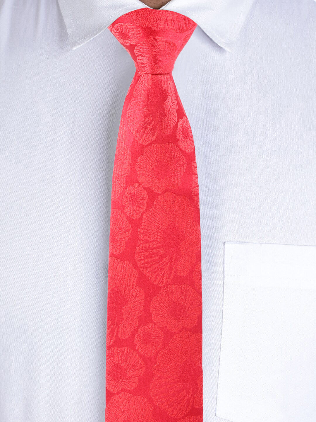 Floral Red Silk Necktie