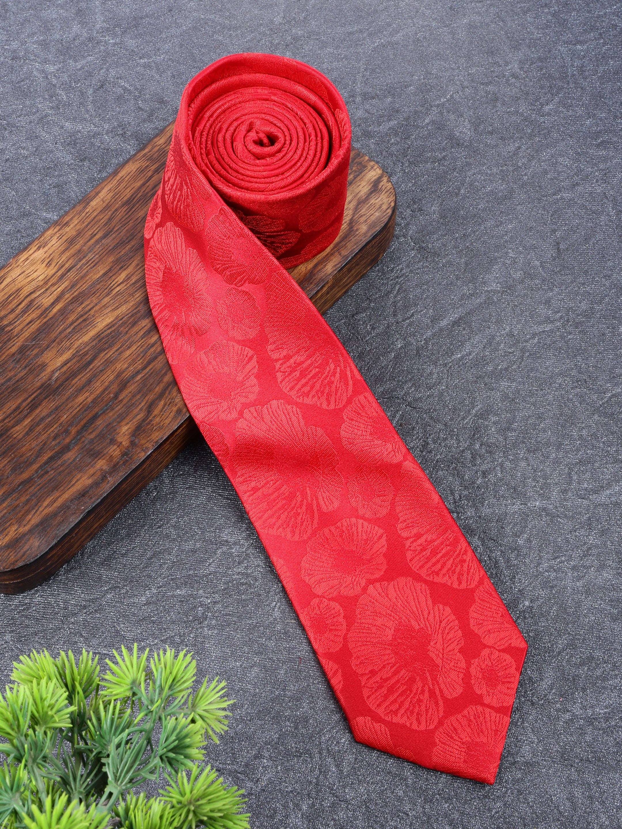Floral Red Silk Necktie