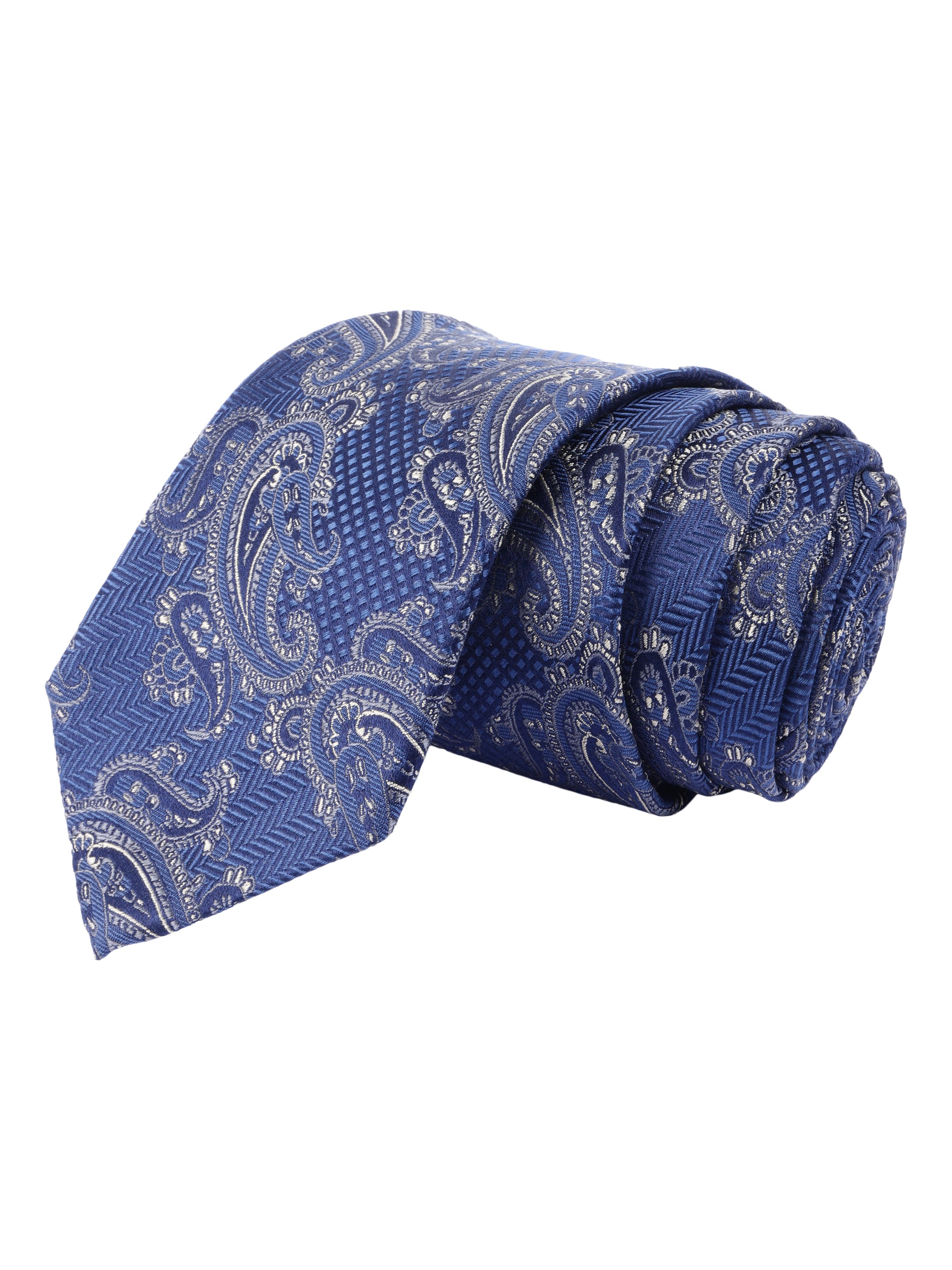 Blue Paisley Woven Silk Necktie