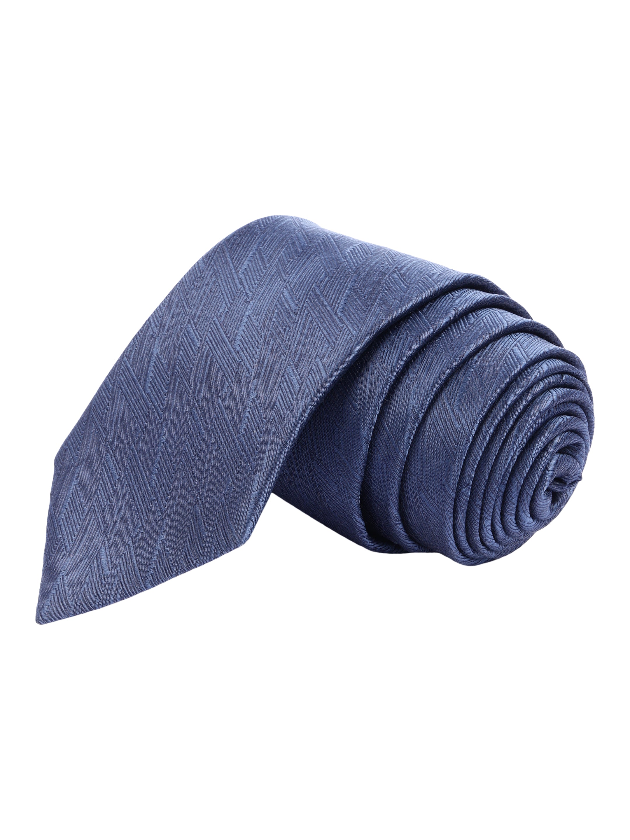 Steel Blue Self-Woven Textured Silk Necktie