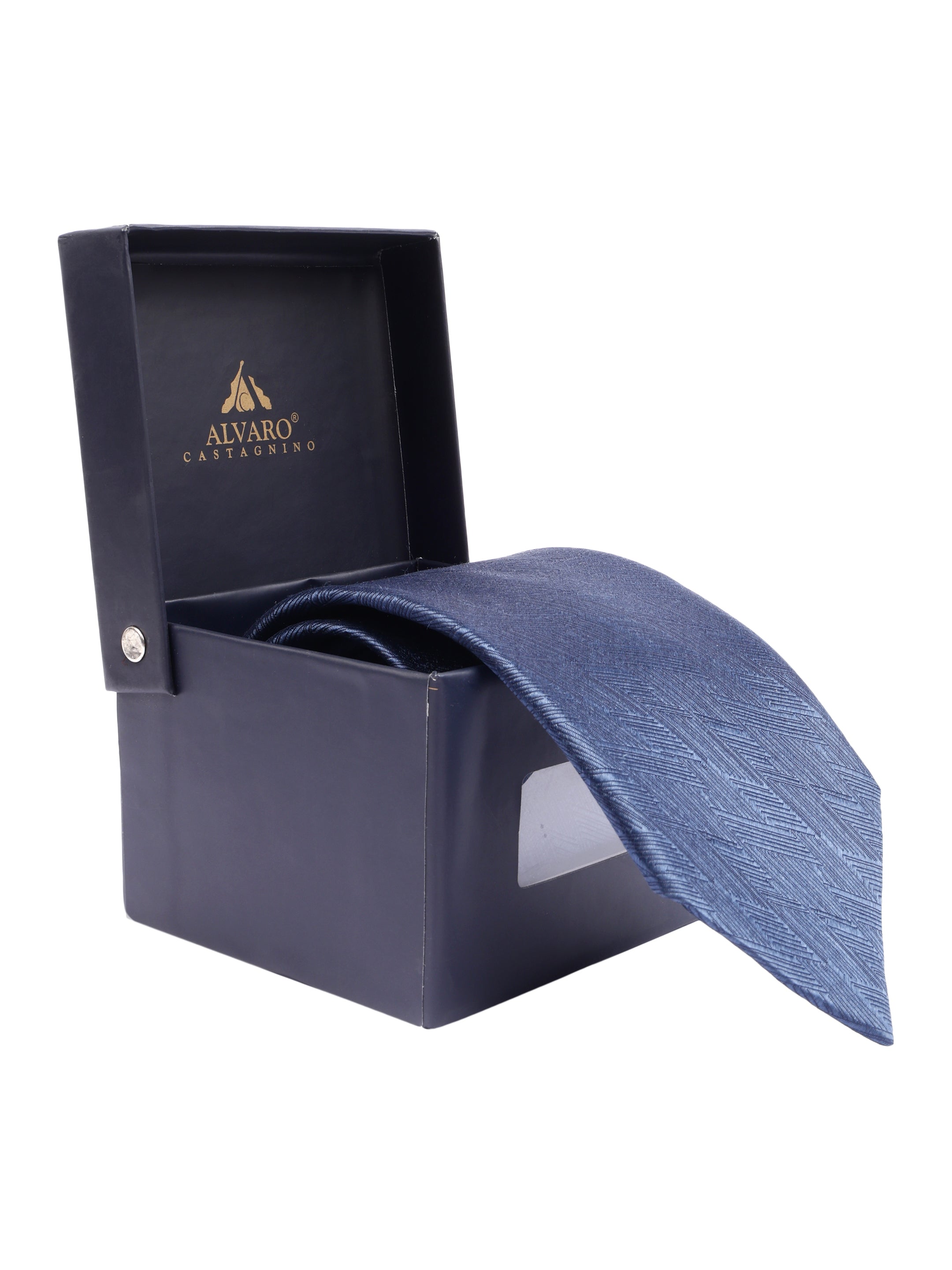 Steel Blue Self-Woven Textured Silk Necktie