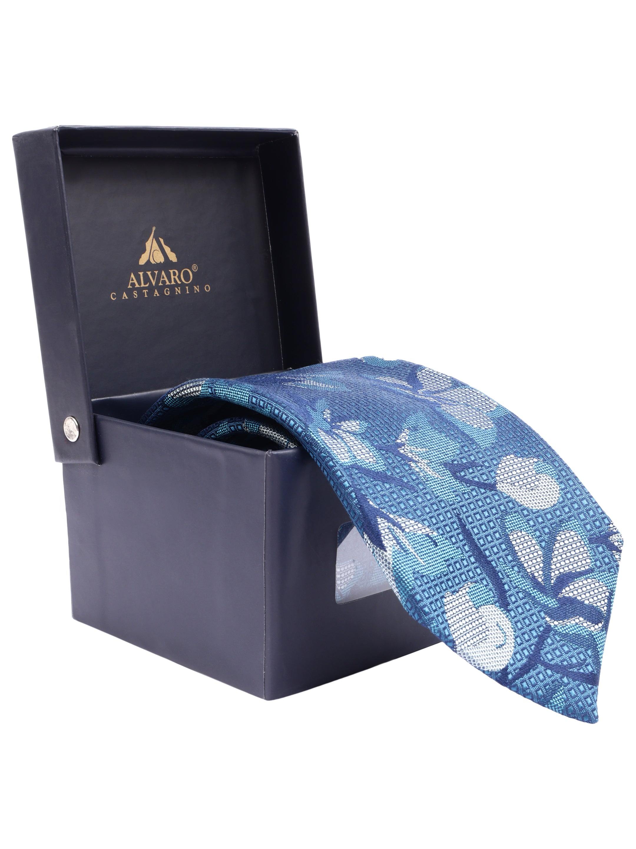 Floral Blue Silk Necktie