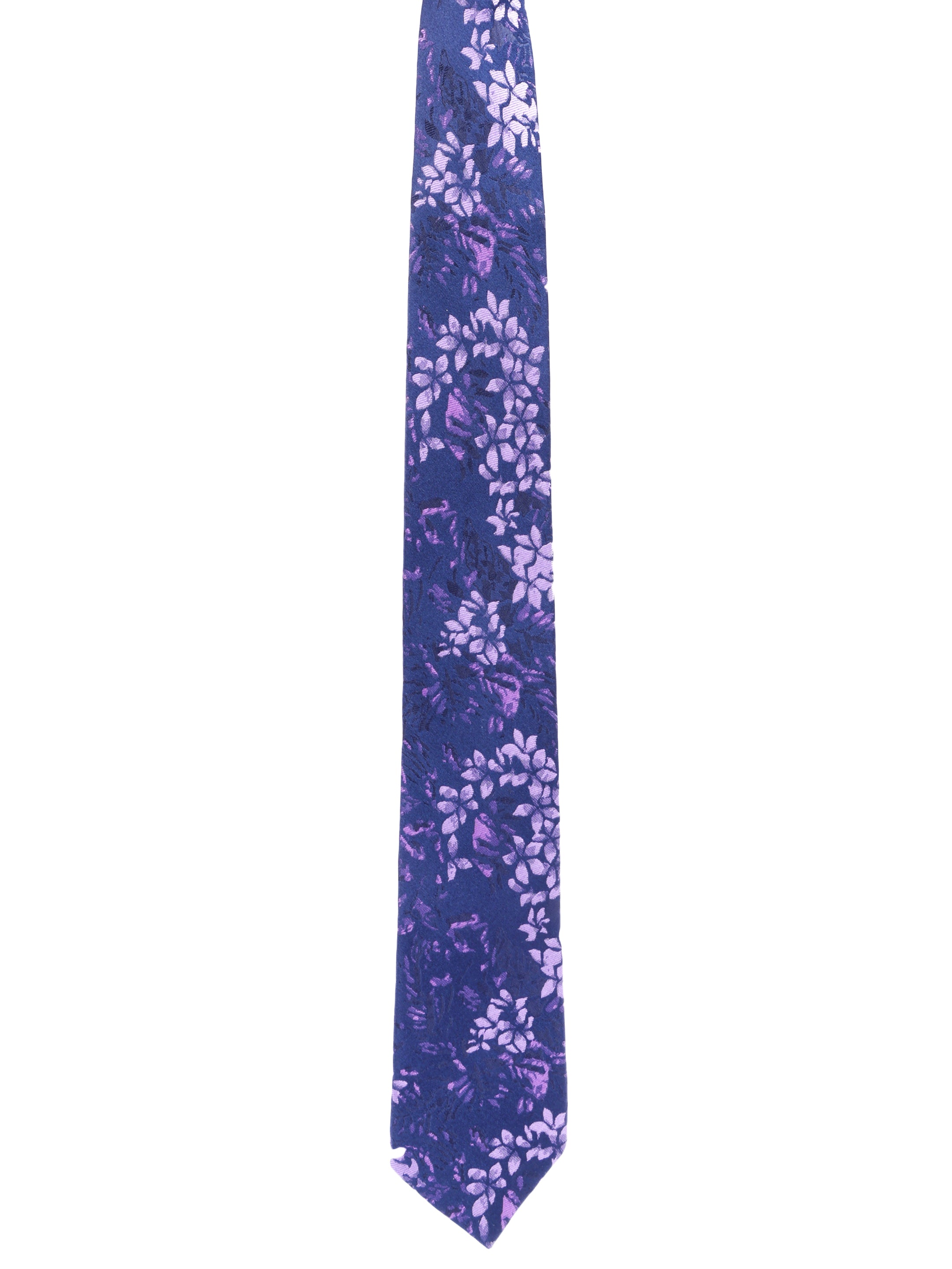 Floral Navy Blue Silk Necktie