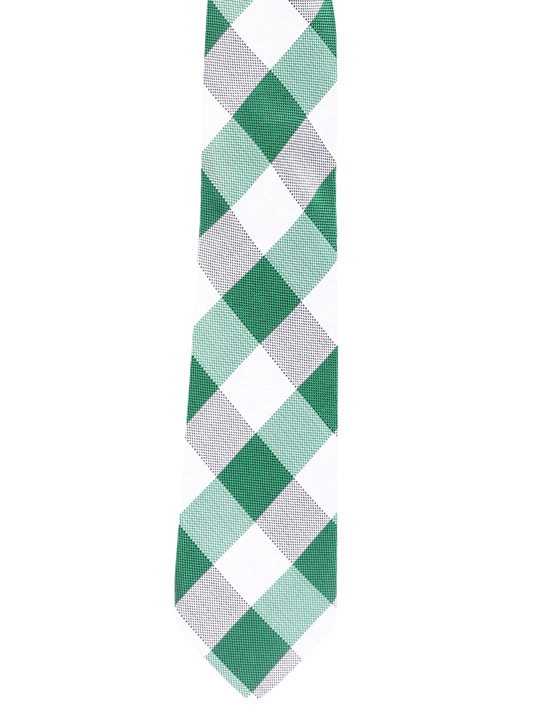 Checked Green & White Silk Necktie