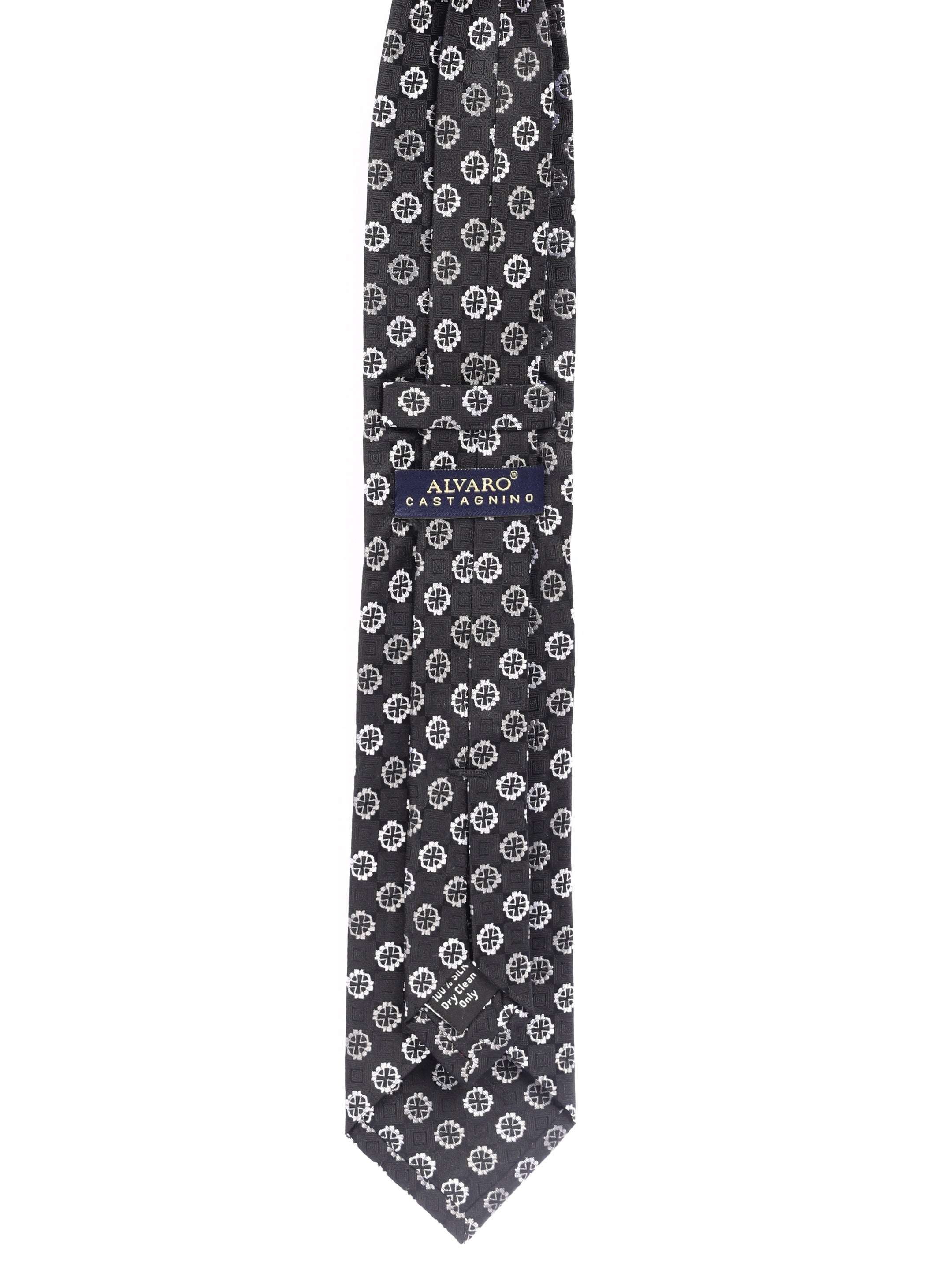 Geometric Black & Grey Silk Necktie