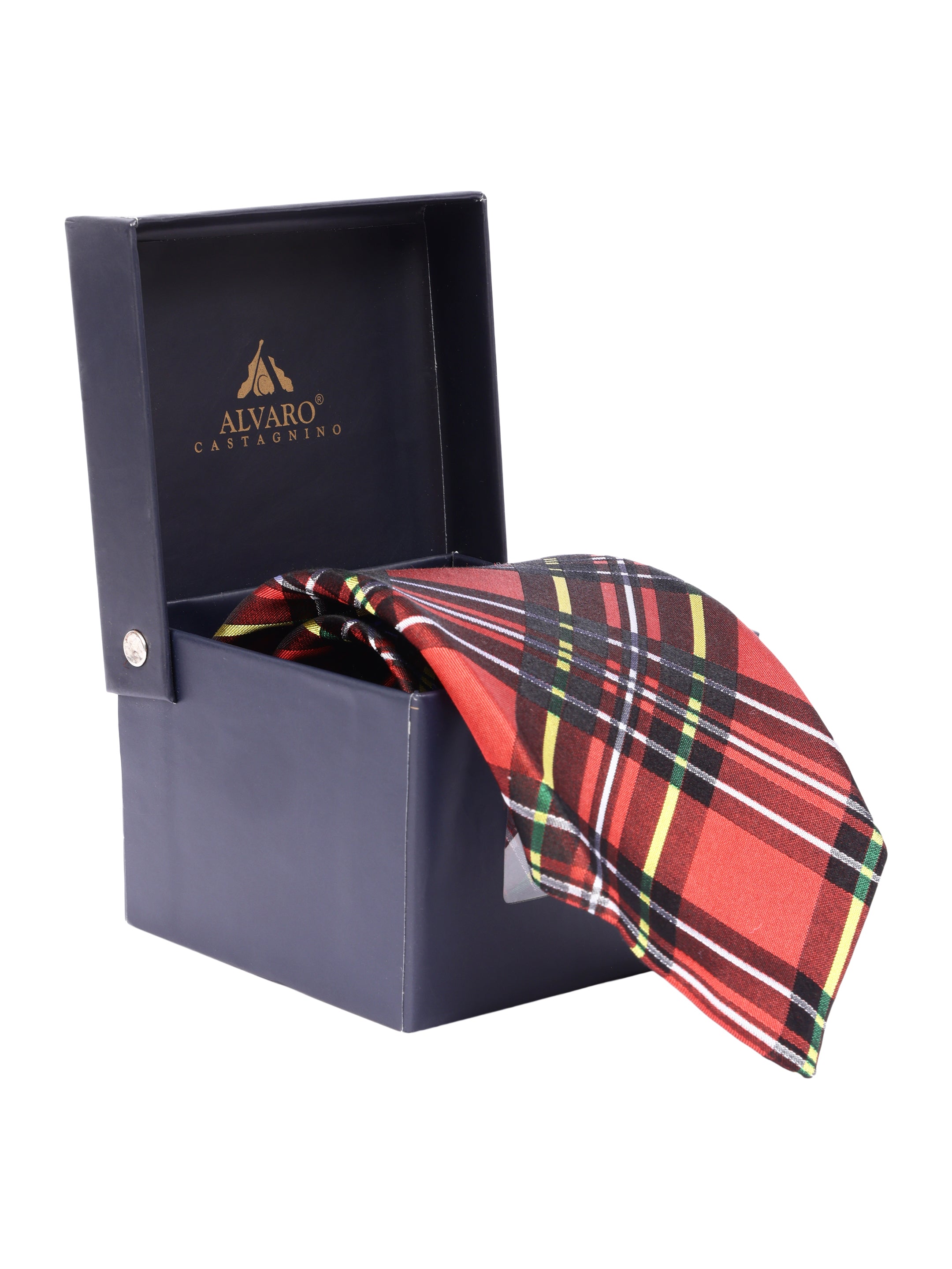 Checked Maroon Silk Necktie