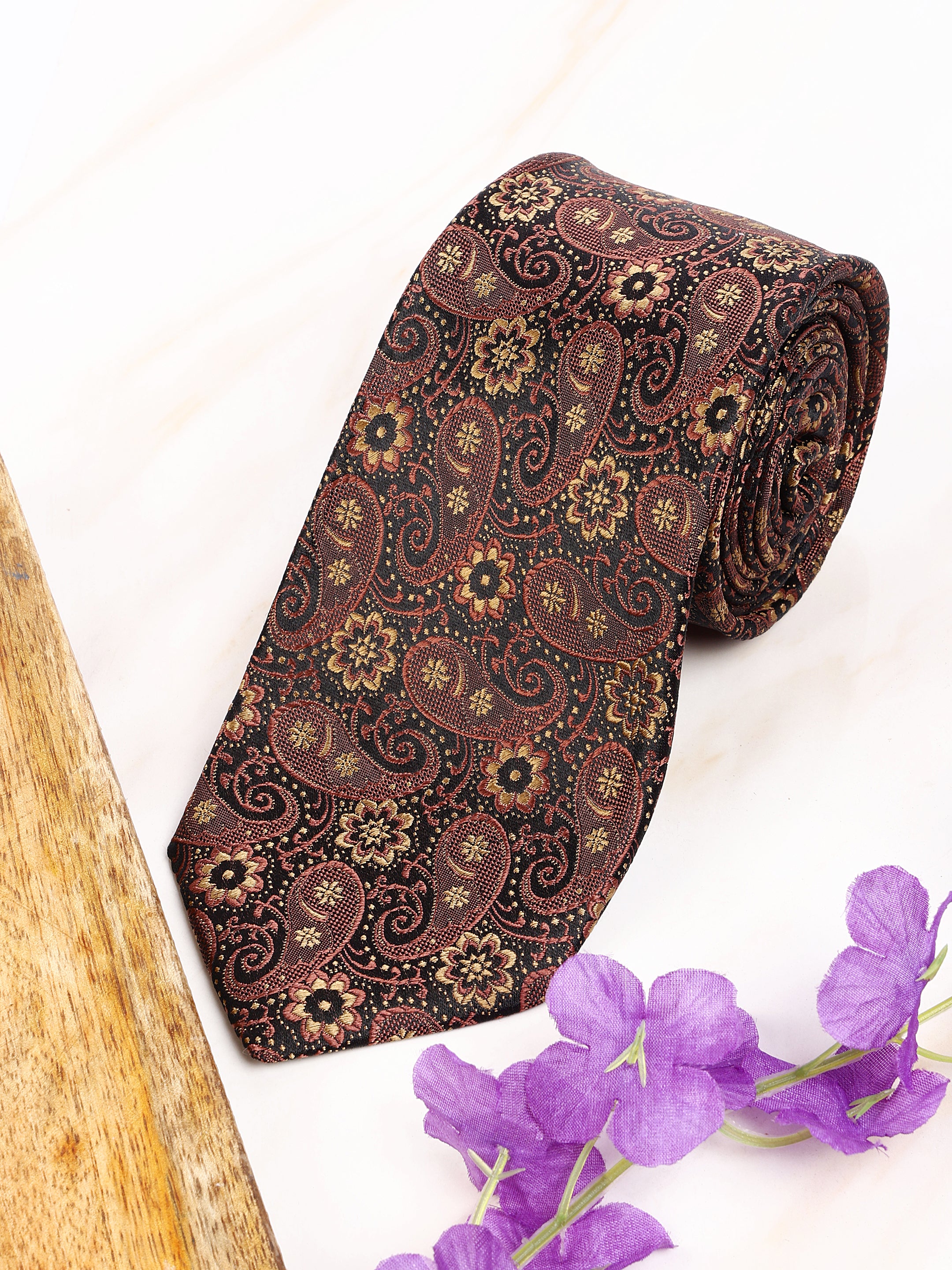 Paisley Brown Silk Necktie
