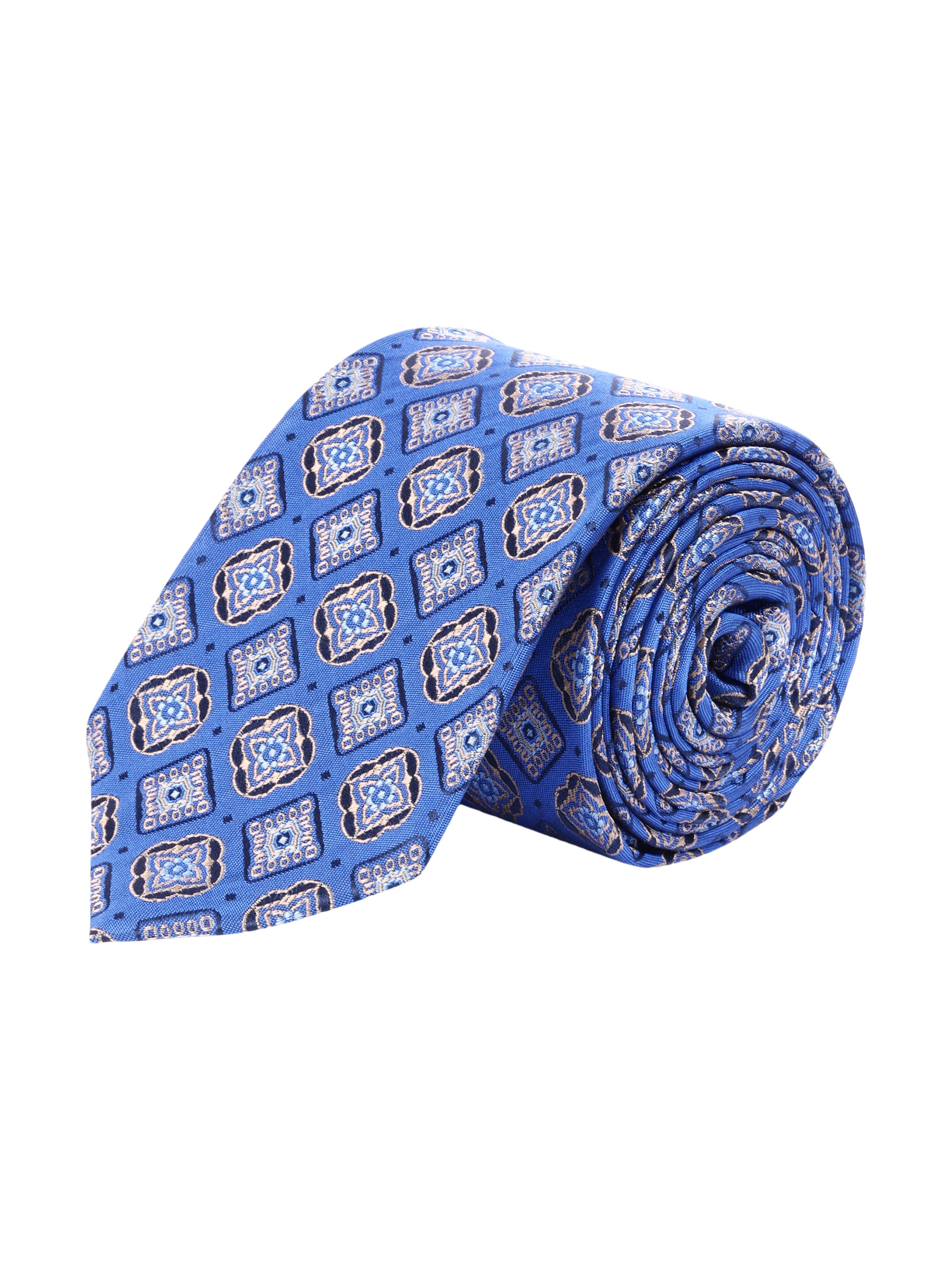 Geometric Blue Silk Necktie
