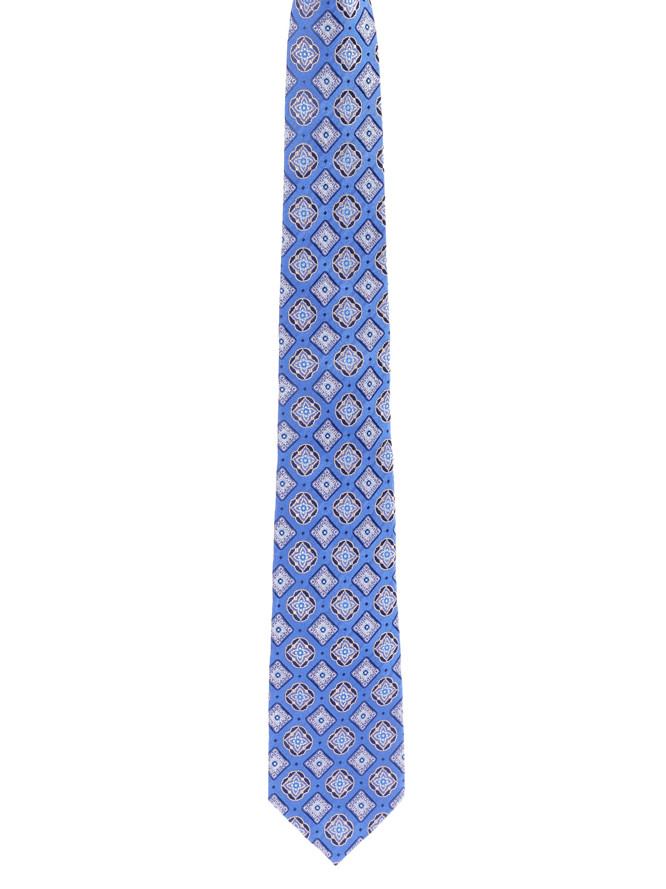 Geometric Blue Silk Necktie