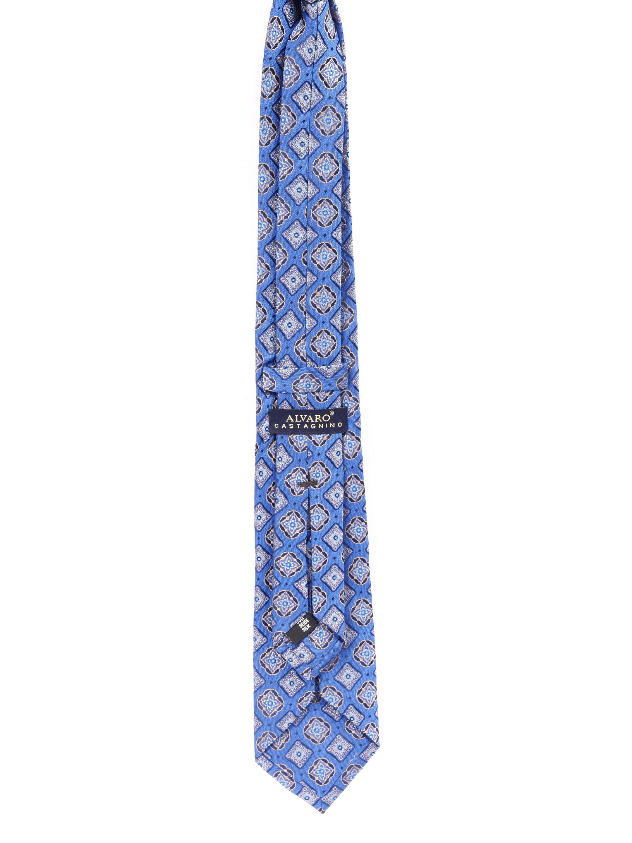 Geometric Blue Silk Necktie