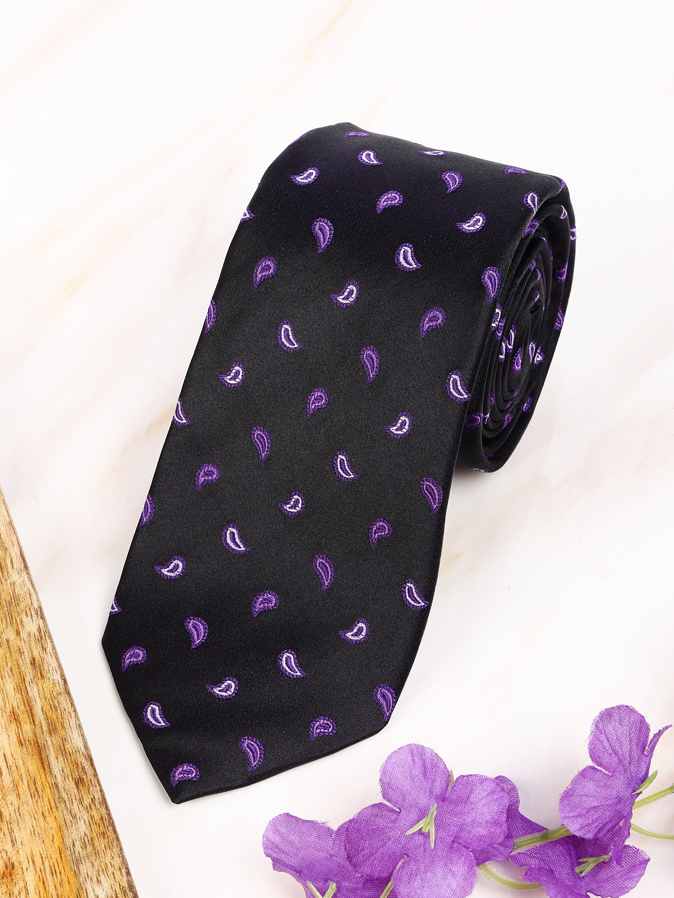 Paisley Black Silk Necktie