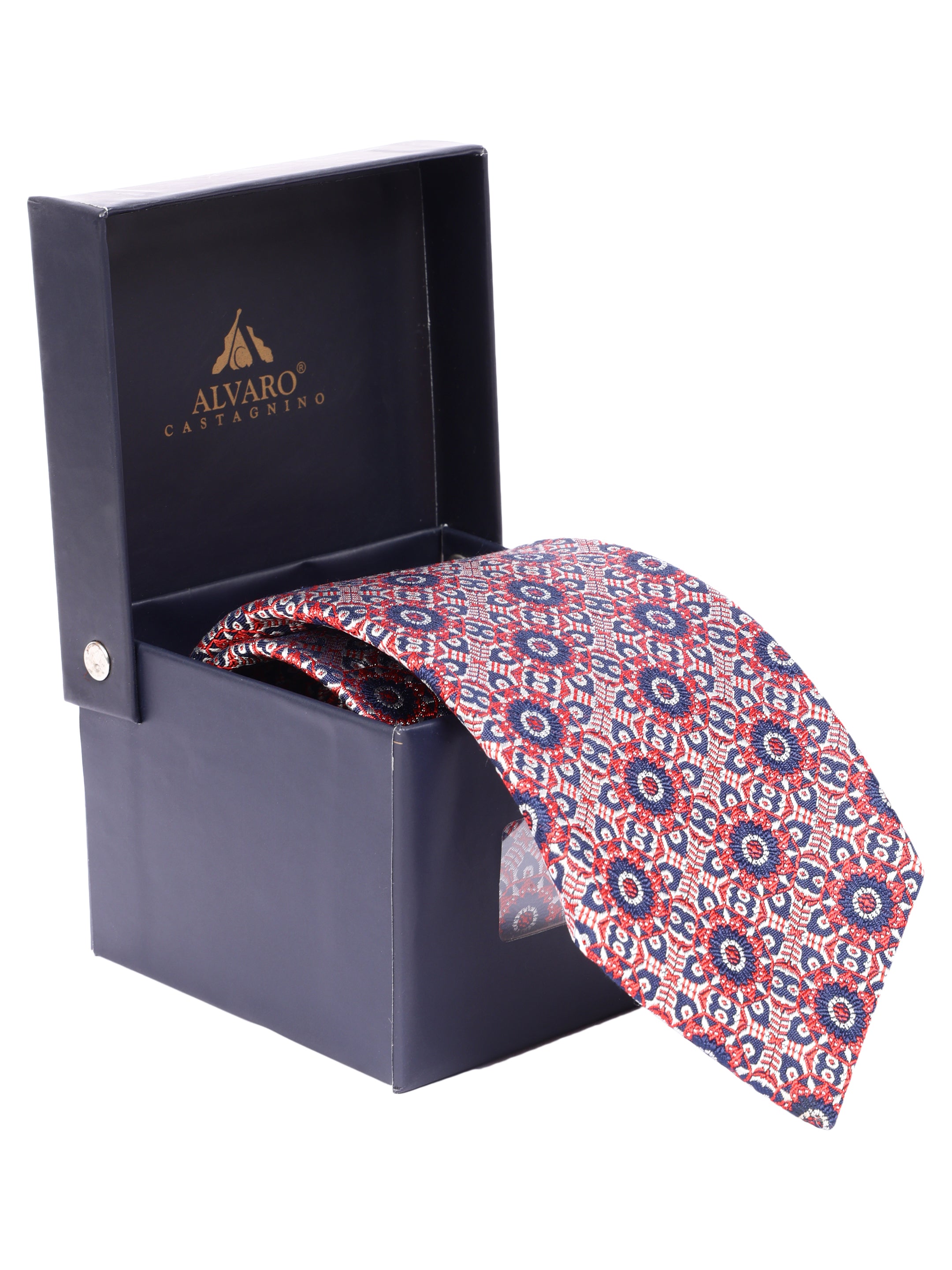 Geometric Orange Silk Necktie