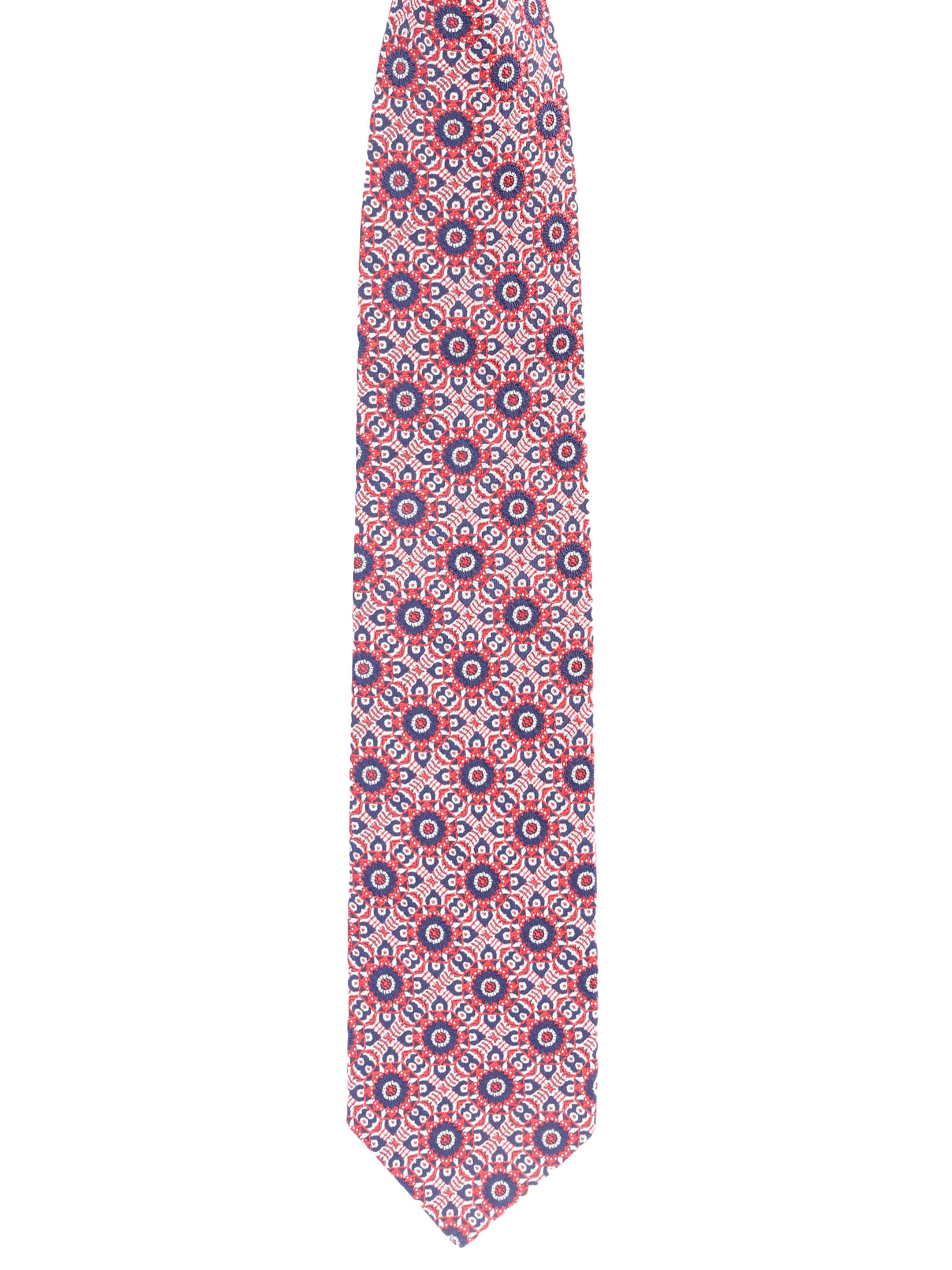 Geometric Orange Silk Necktie