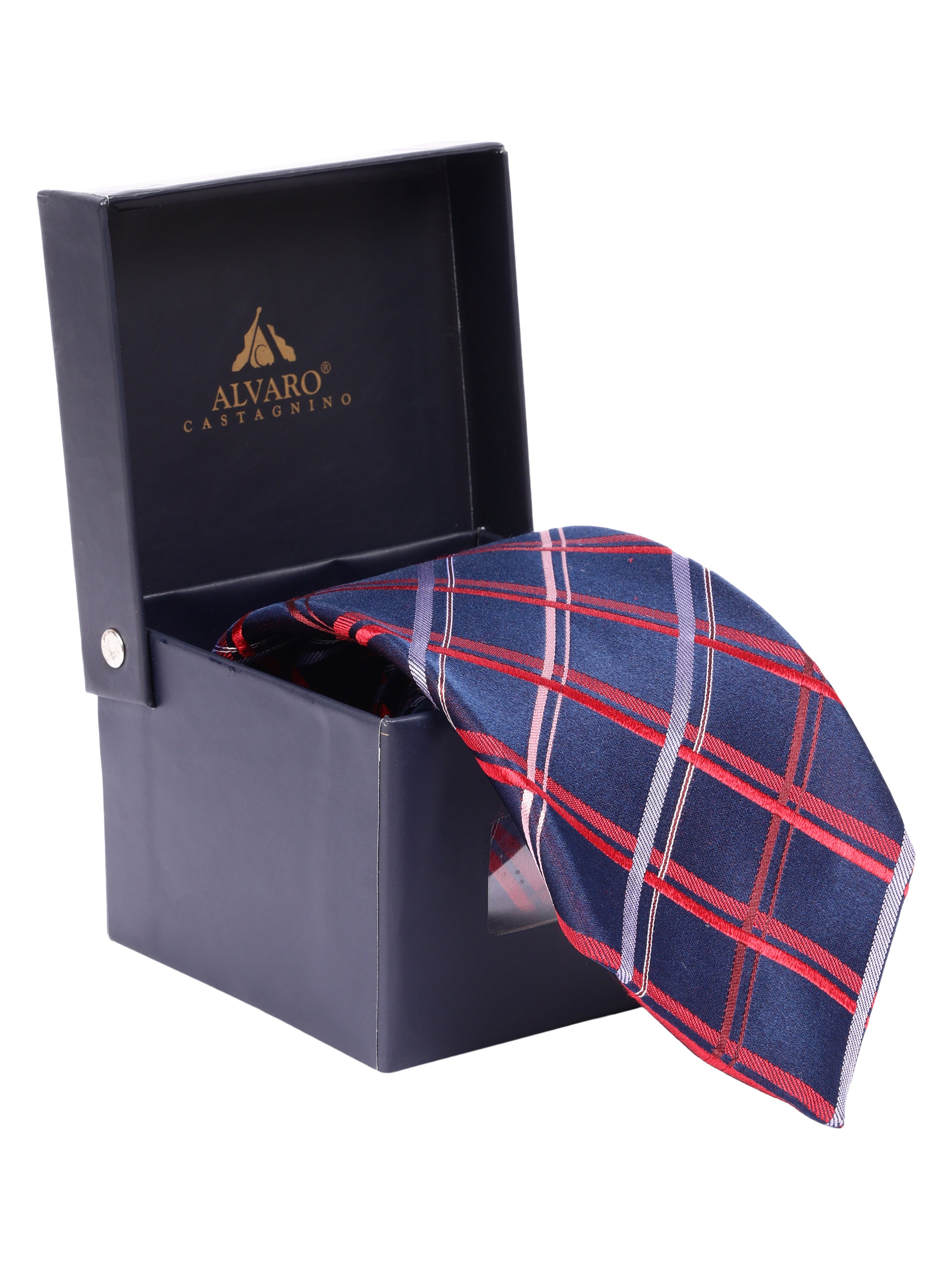 Checked Blue Silk Necktie