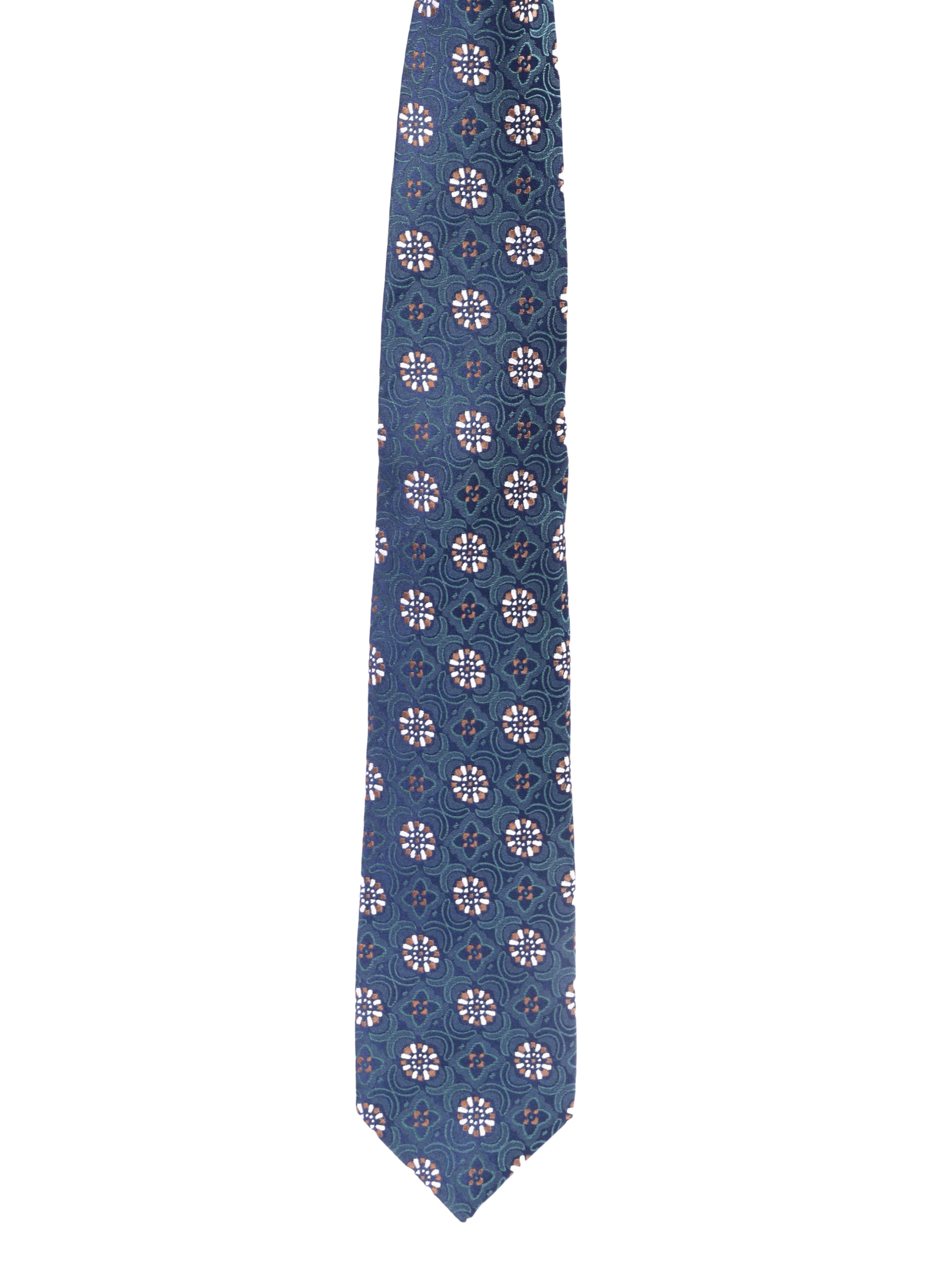 Floral Green Silk Necktie