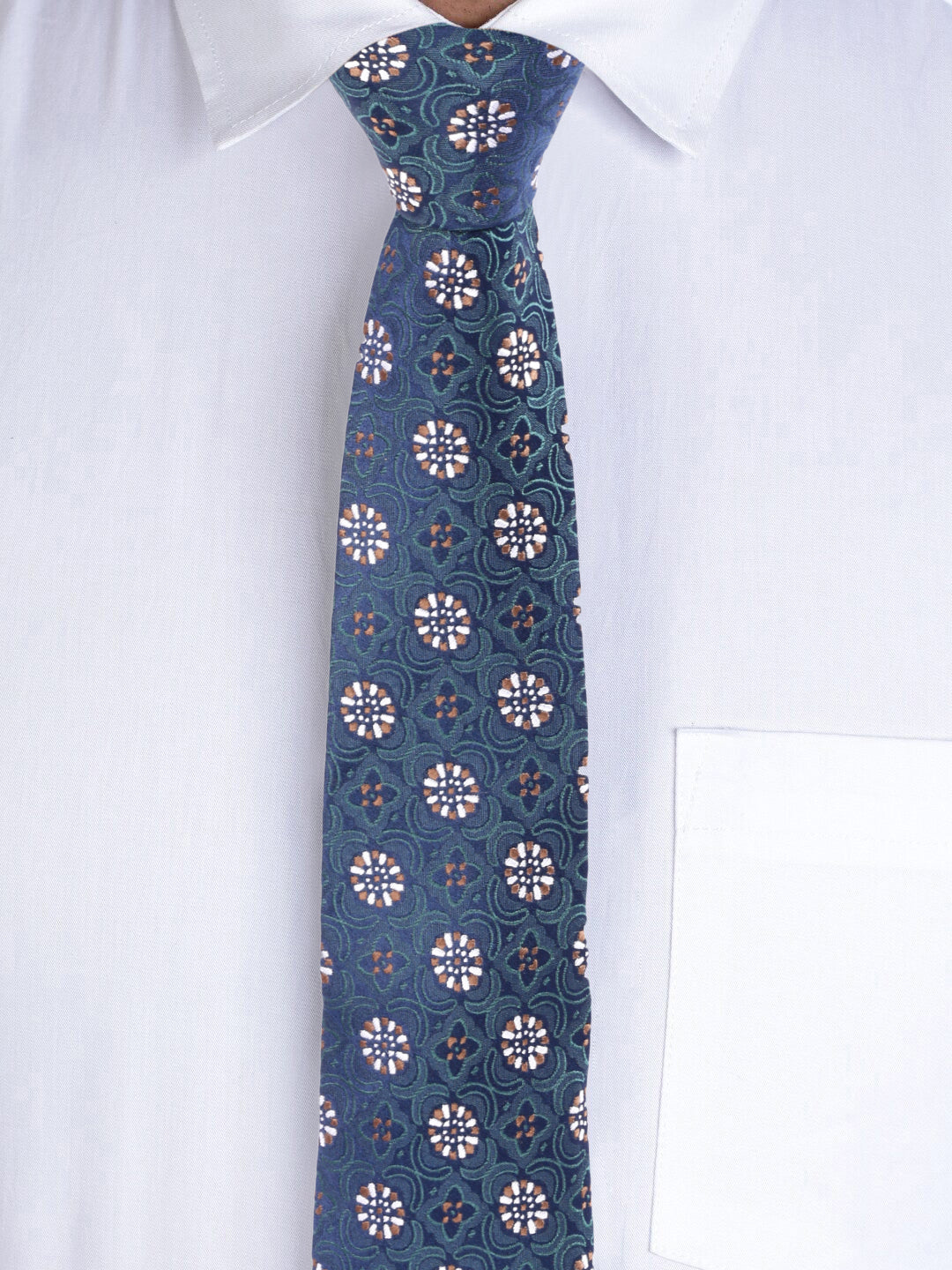 Floral Green Silk Necktie