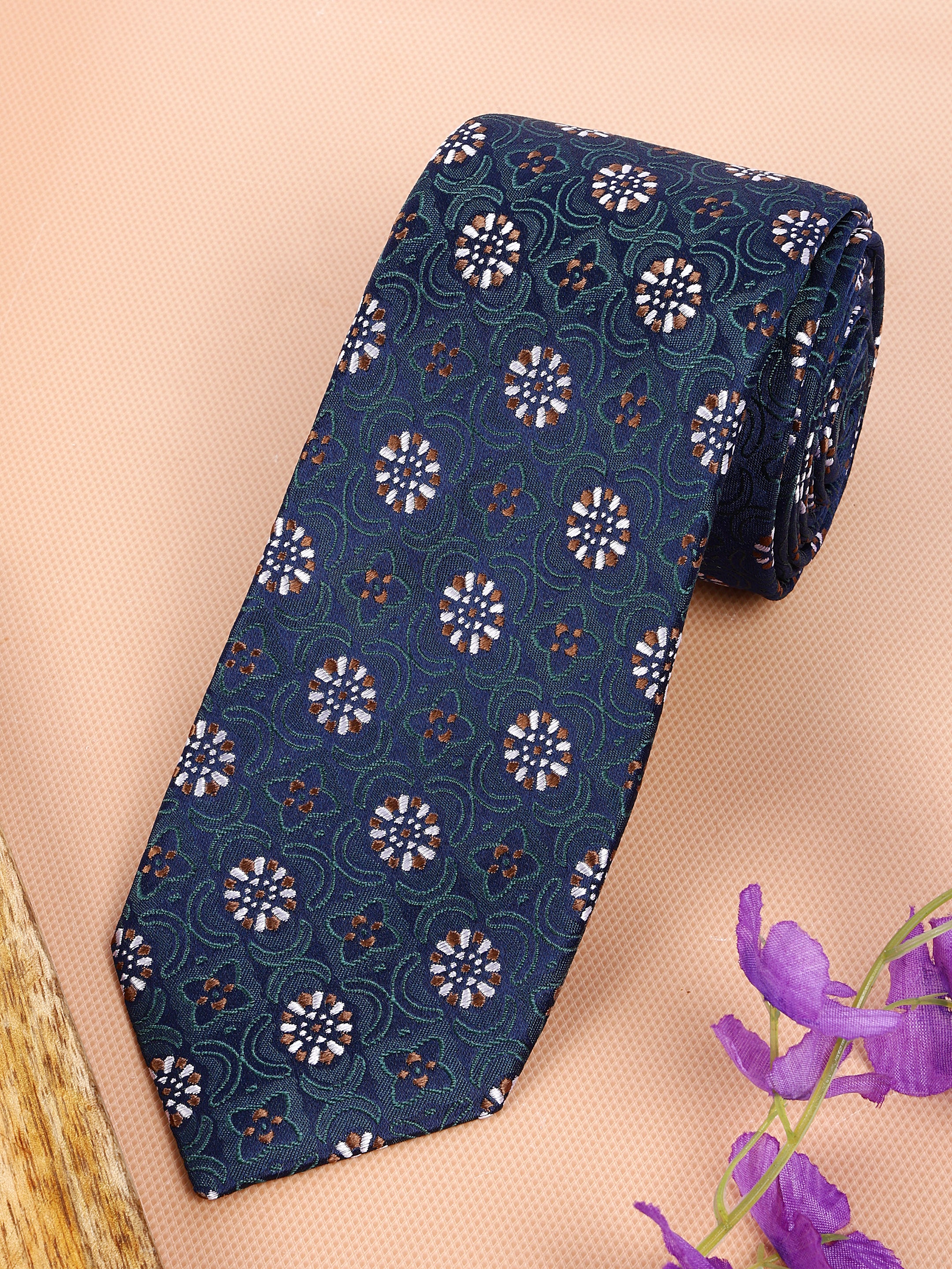 Floral Green Silk Necktie