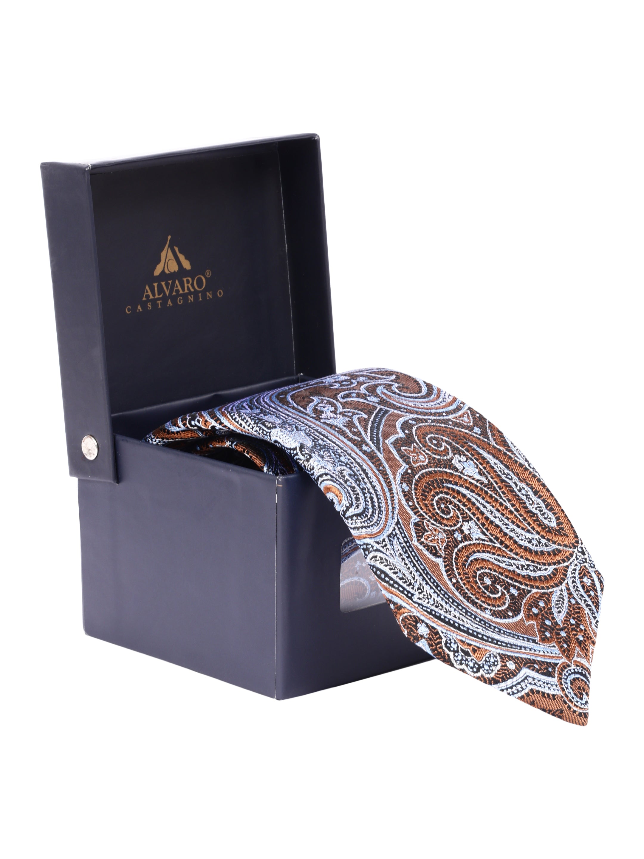 Alvaro Castagnino Men's luxury italian style Silk Broad Tie