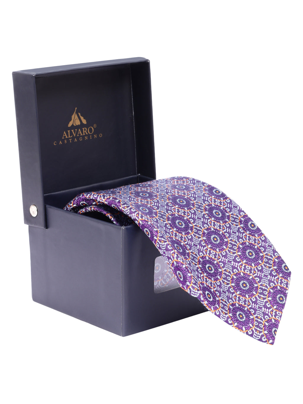 Alvaro Castagnino Men's luxury italian style Silk Broad Tie