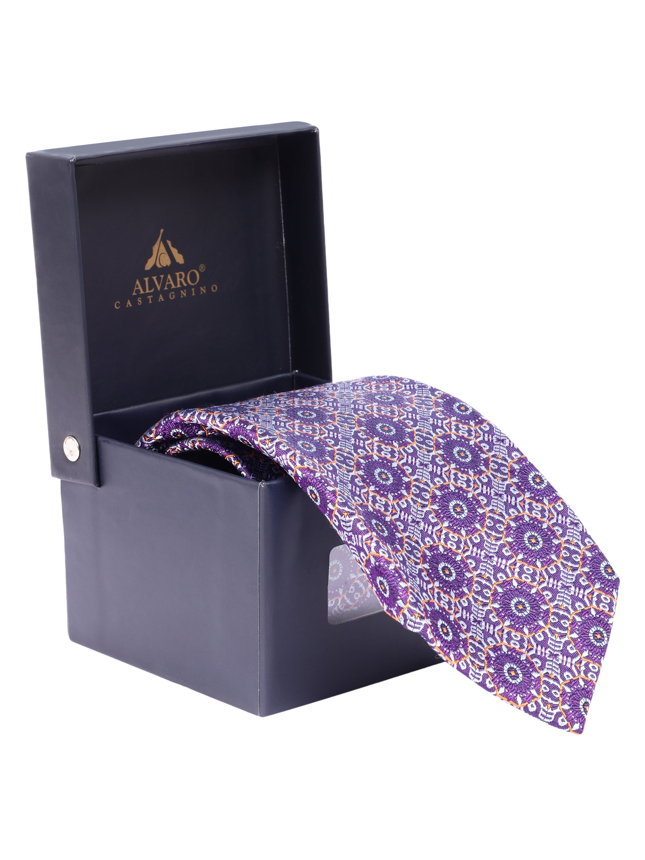 Alvaro Castagnino Men's luxury italian style Silk Broad Tie