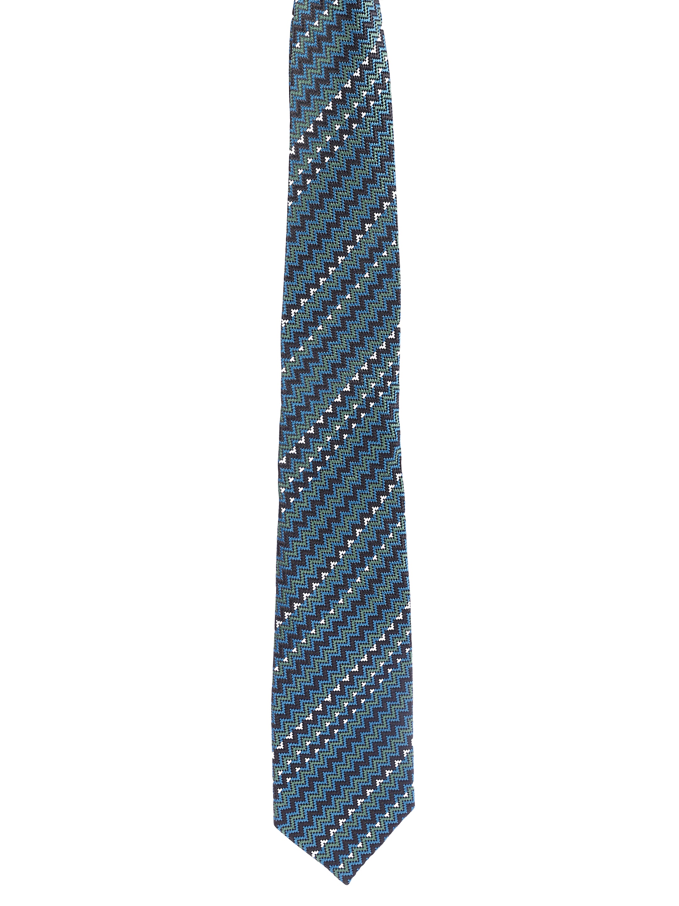 Geometric Green Silk Necktie