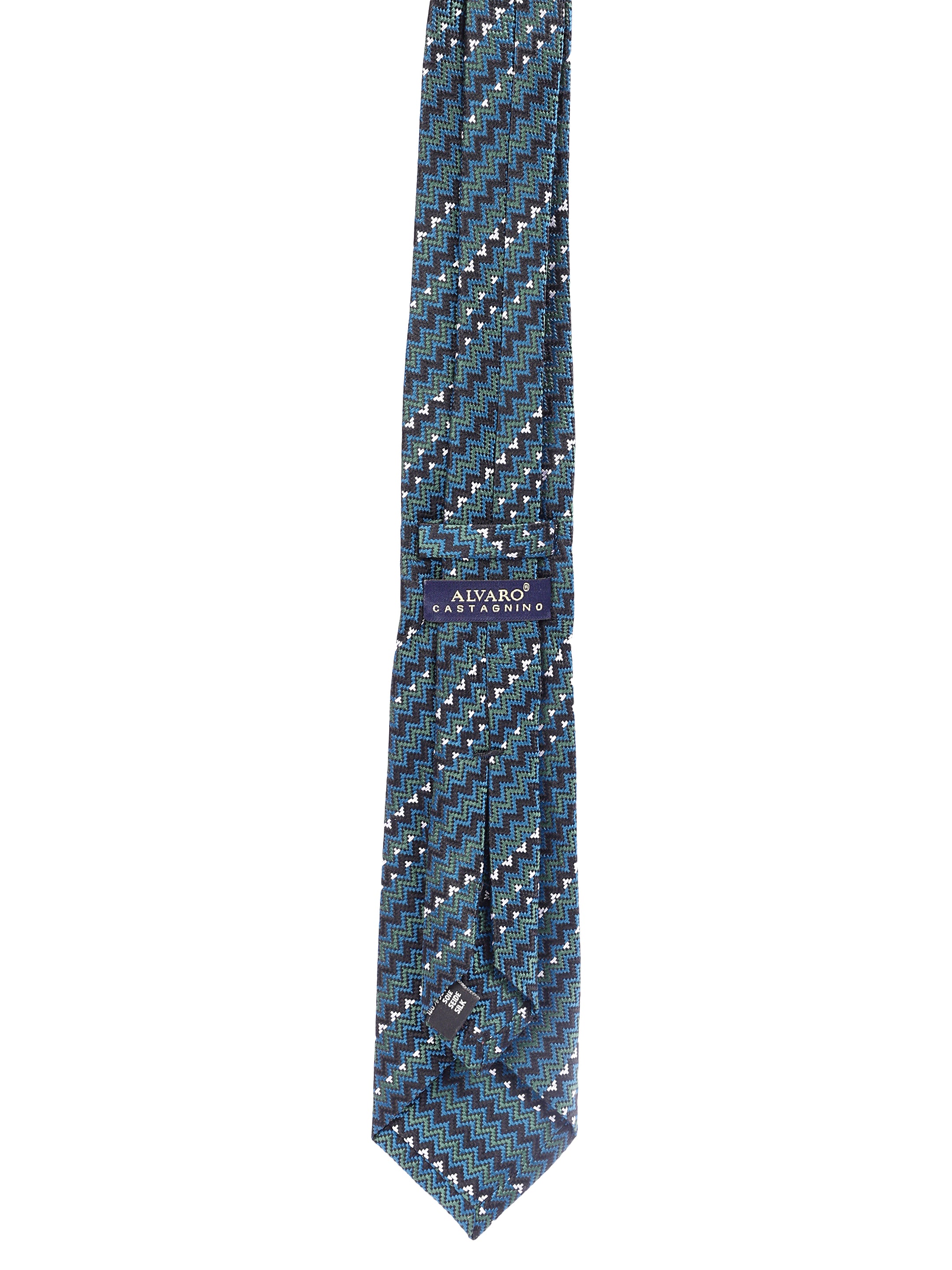 Geometric Green Silk Necktie