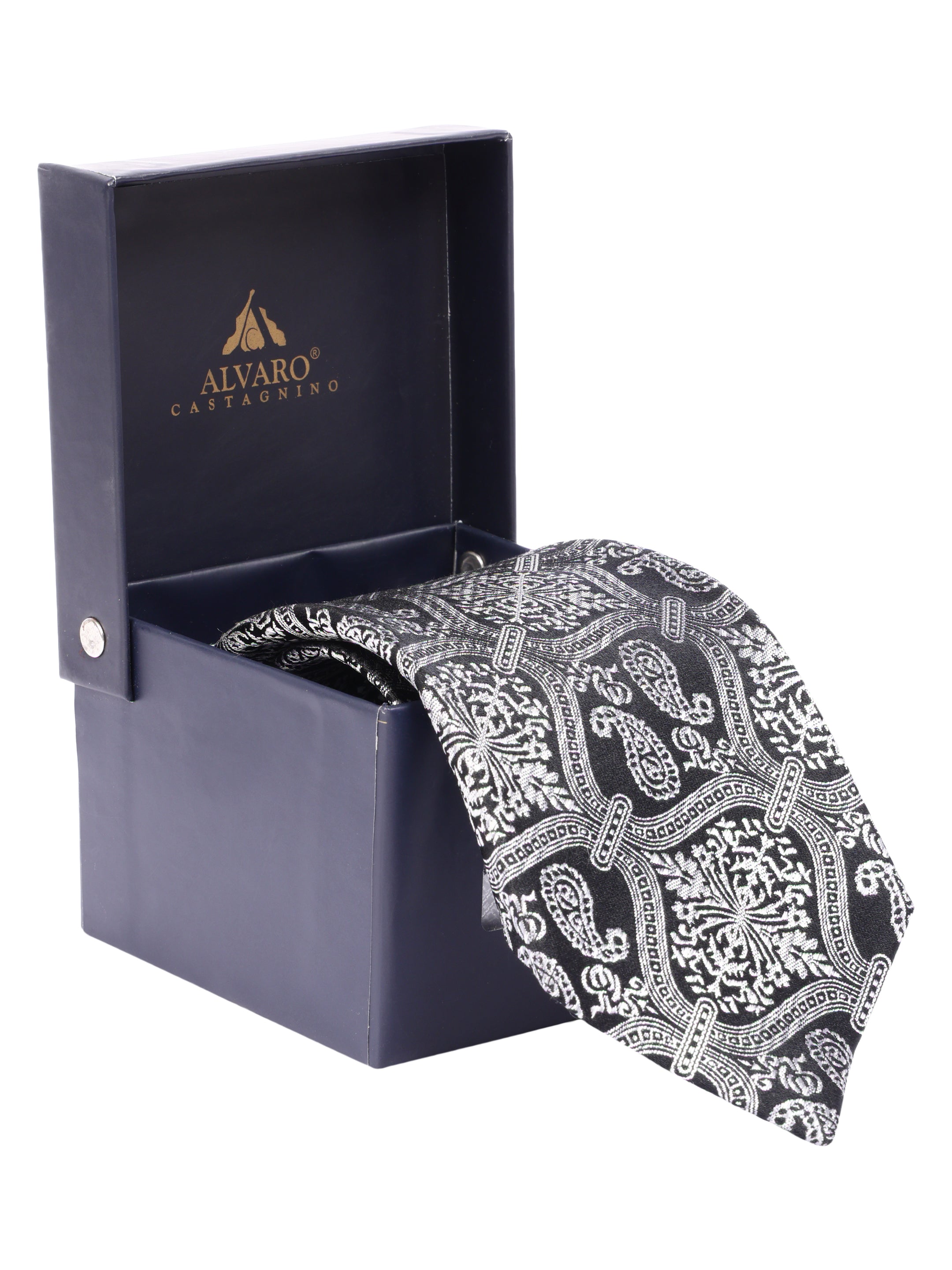 Alvaro Castagnino Men's luxury italian style Silk Broad Tie
