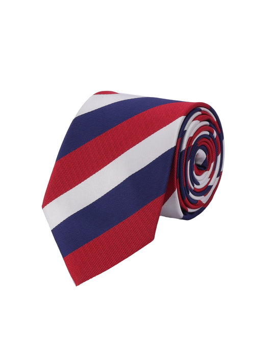 Alvaro Castagnino Men Maroon & Blue Woven Striped Skinny Tie