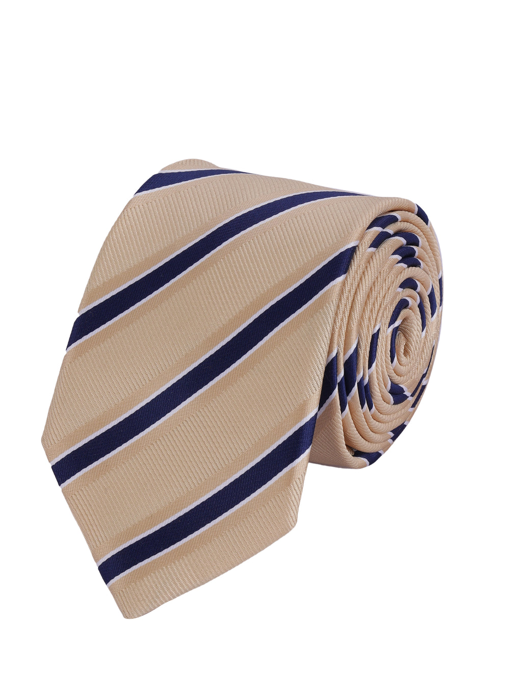 Alvaro Castagnino Men Beige & Blue Woven Striped Skinny Tie