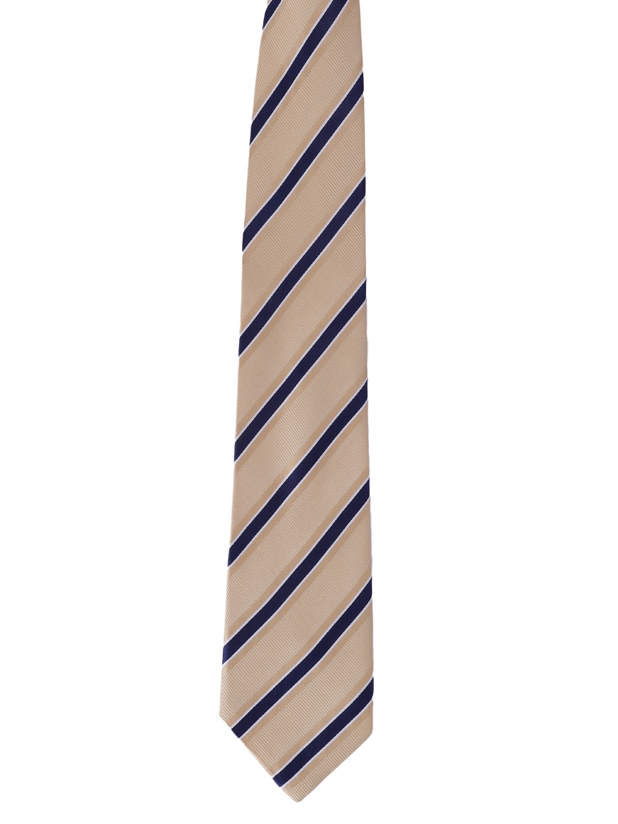 Alvaro Castagnino Men Beige & Blue Woven Striped Skinny Tie