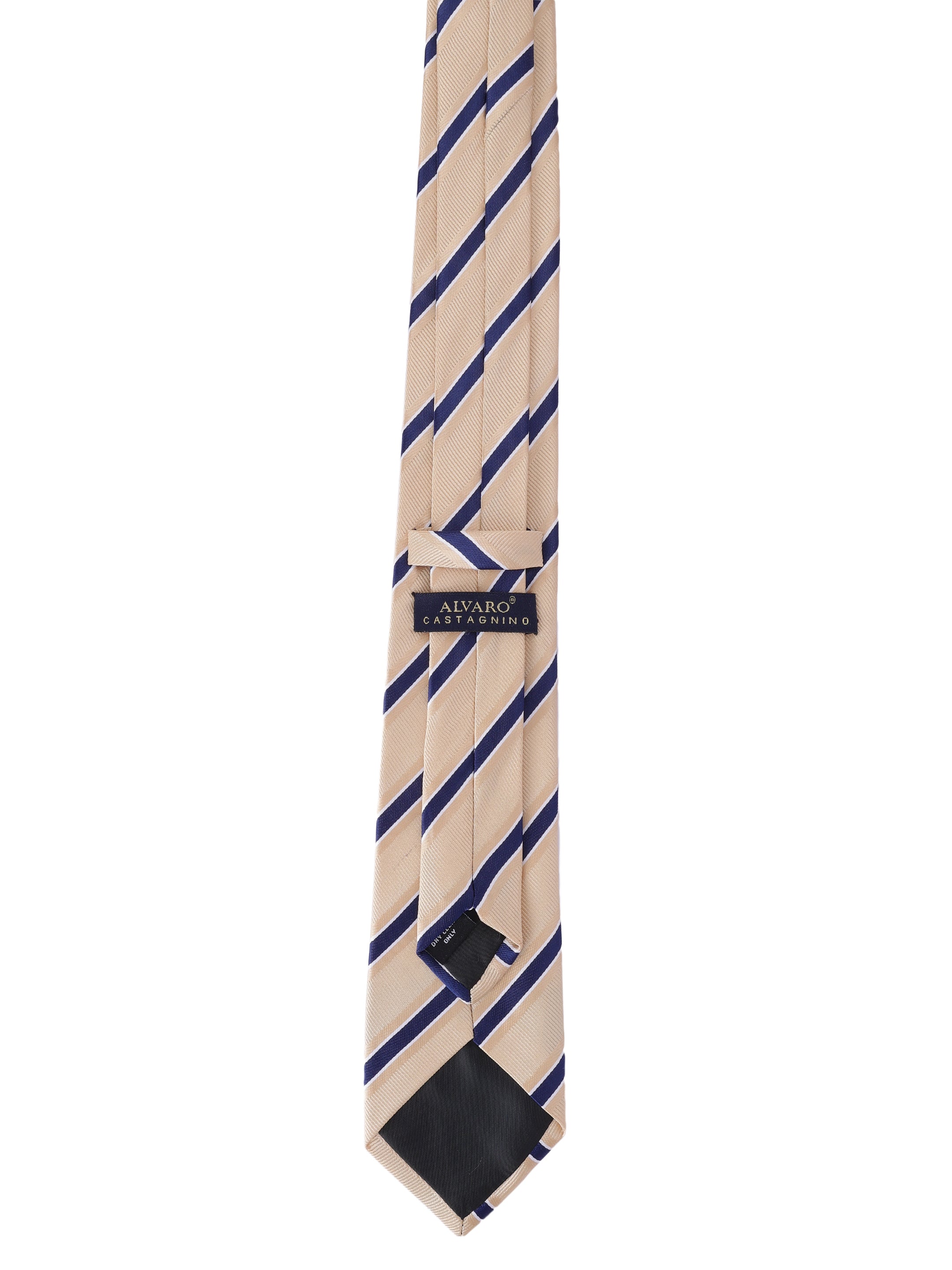 Alvaro Castagnino Men Beige & Blue Woven Striped Skinny Tie